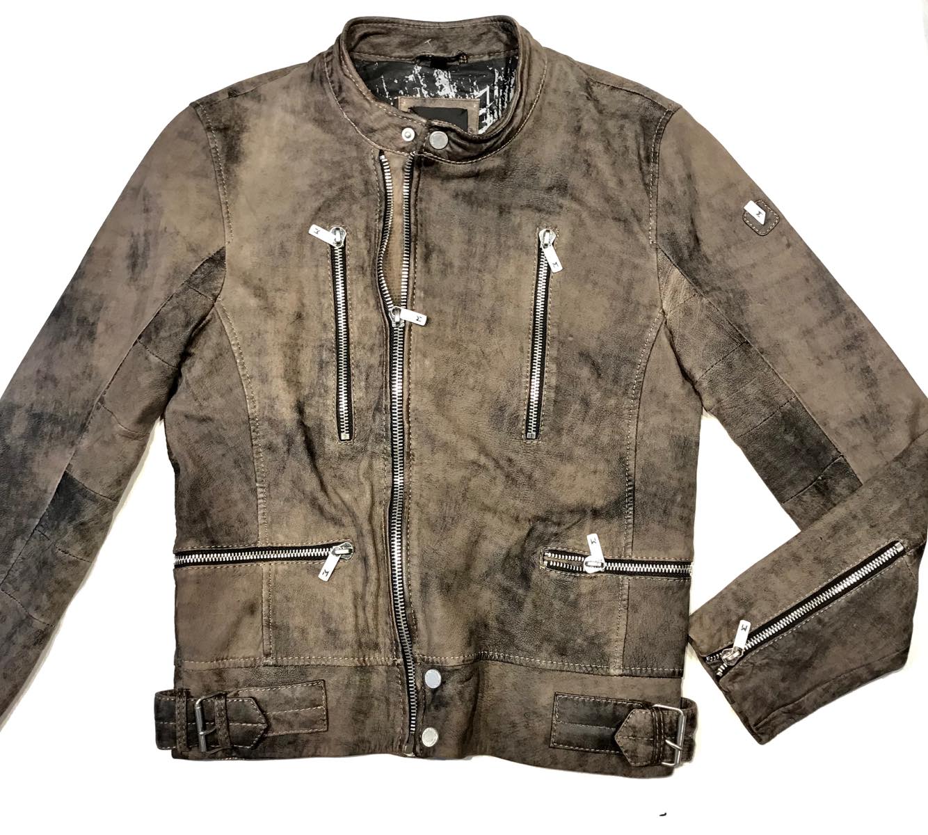 Mauritius Men's 'Tactical' Rustic Lambskin Biker Jacket - Image 6