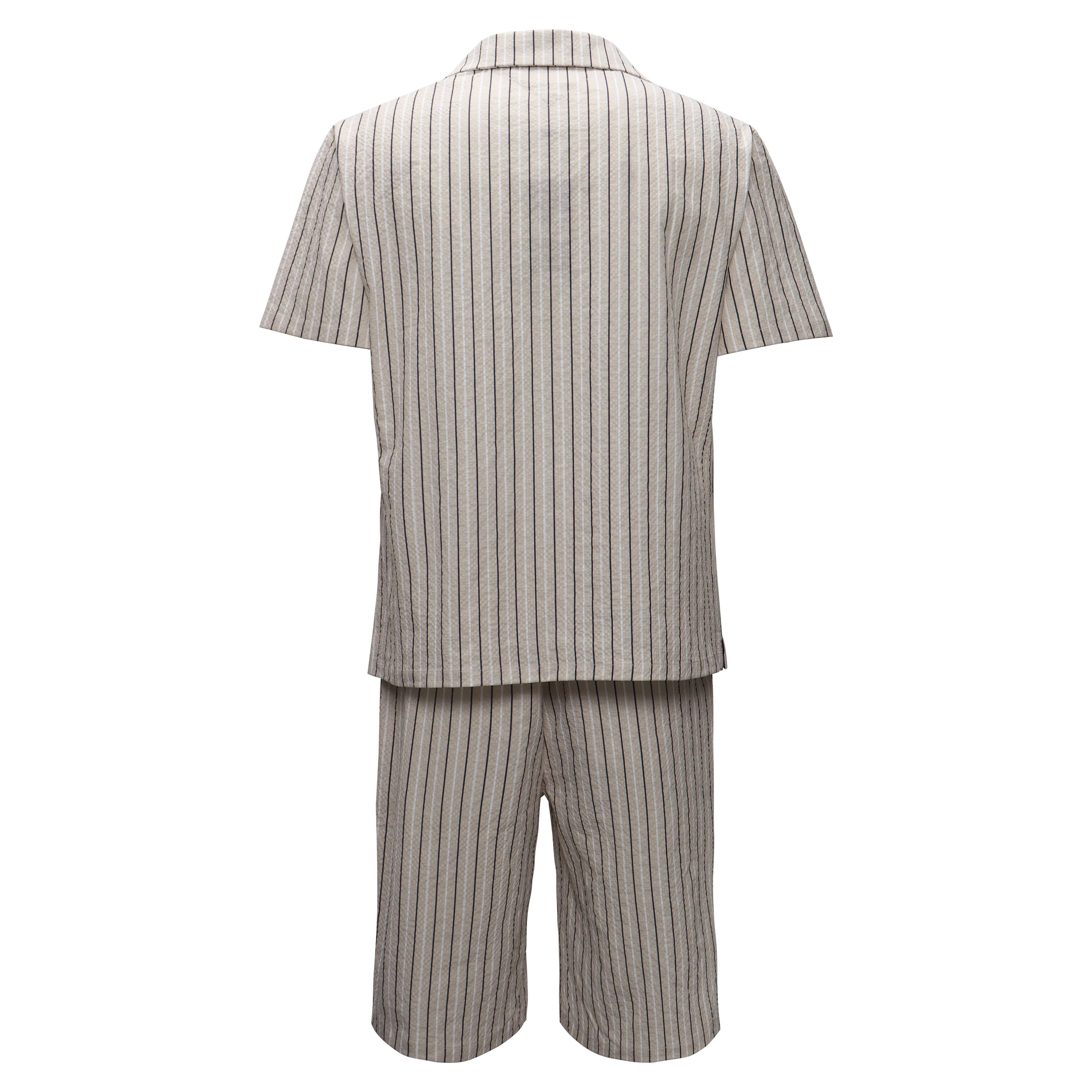 Men’s Classic Striped Lounge Set BEIGE - Image 2