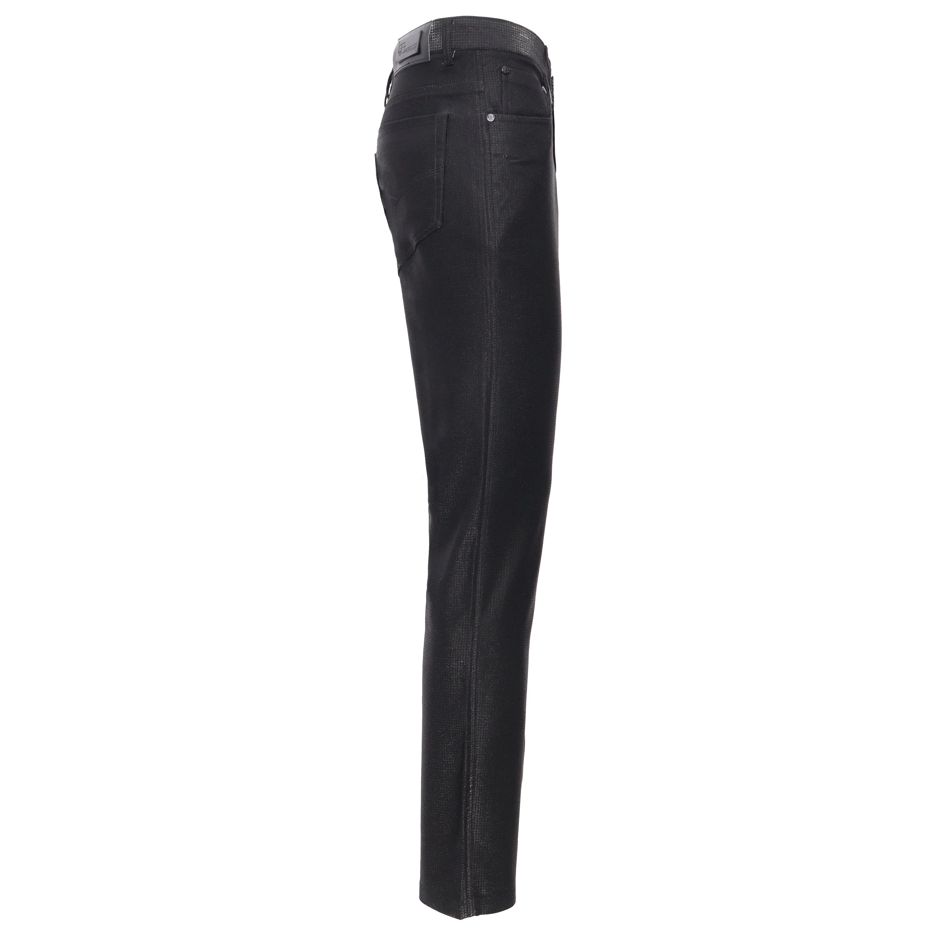 Men’s Elegant Black Textured Dress Pants BLACK - Image 2