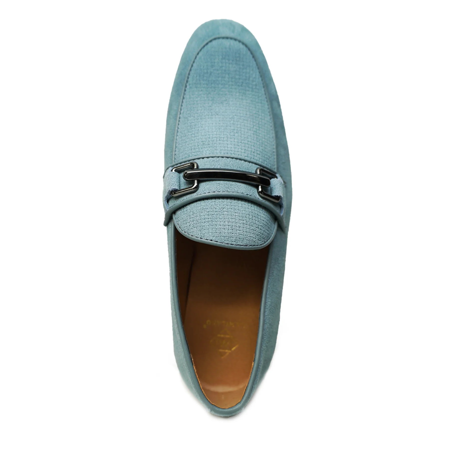 Faranzi Men's Powder Blue Suede Bit Loafers - Image 3
