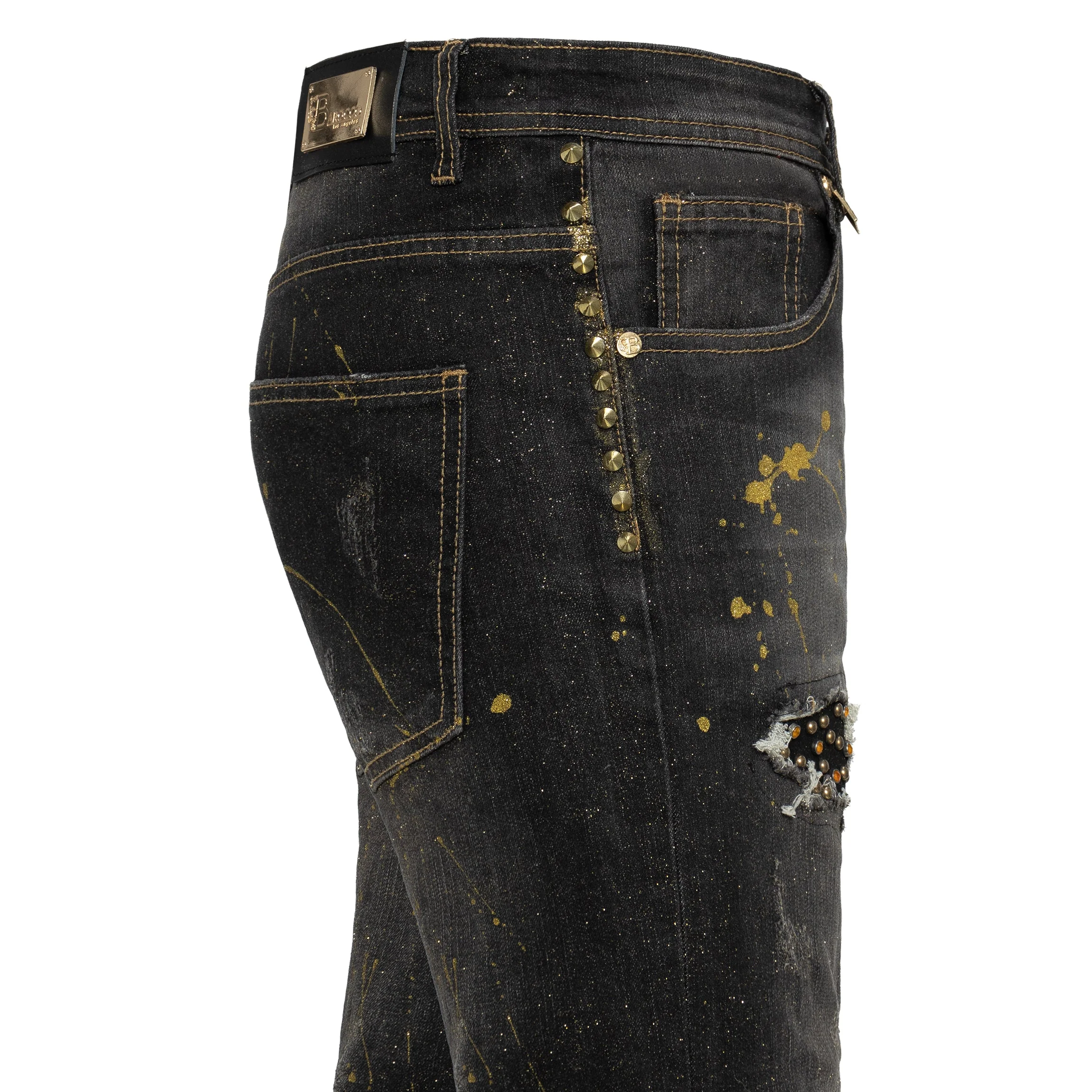 MODERN MIX Denim Pants SMOKE/GOLD - Image 3