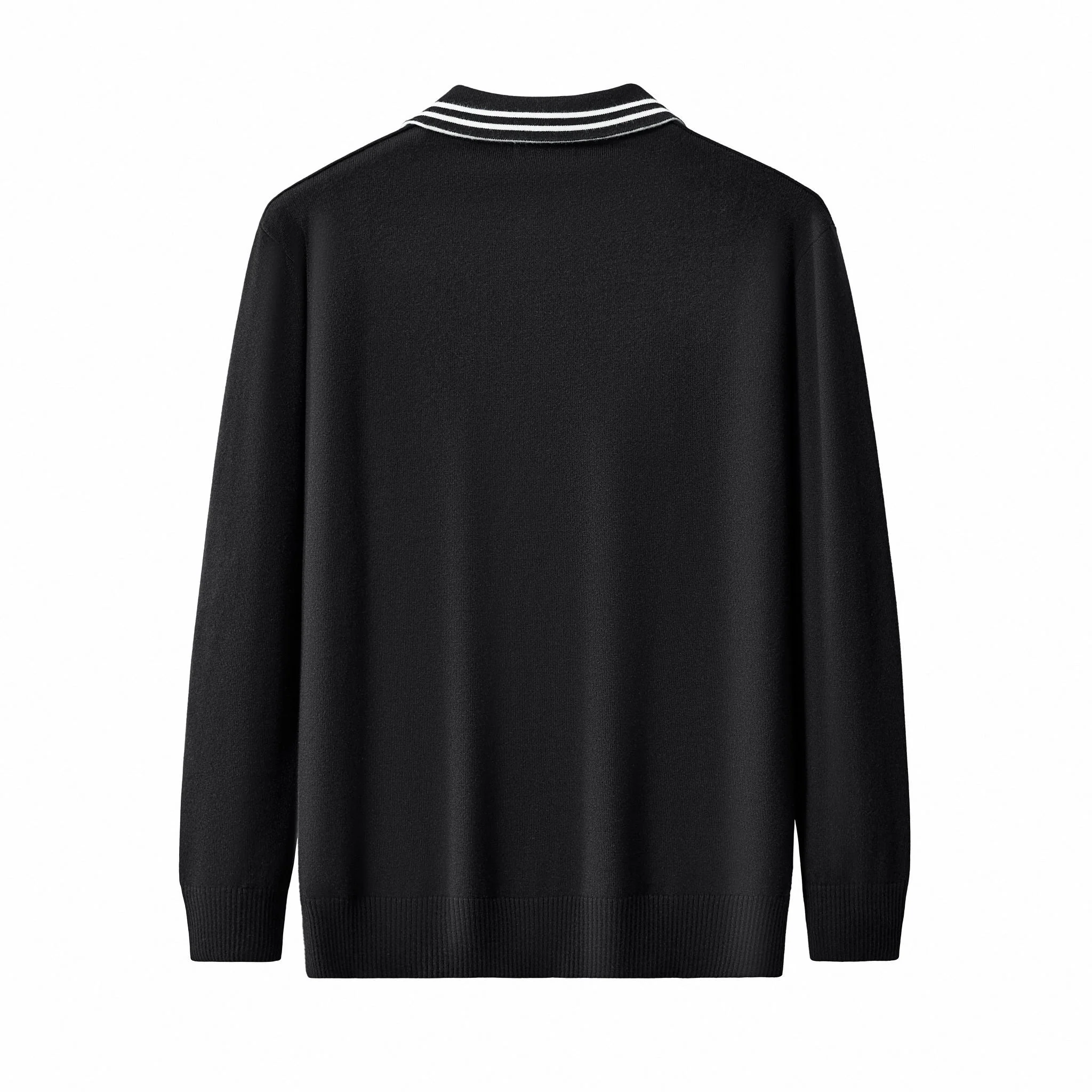 Monarch Tipped Collar Knit Polo LS BLACK - Image 3