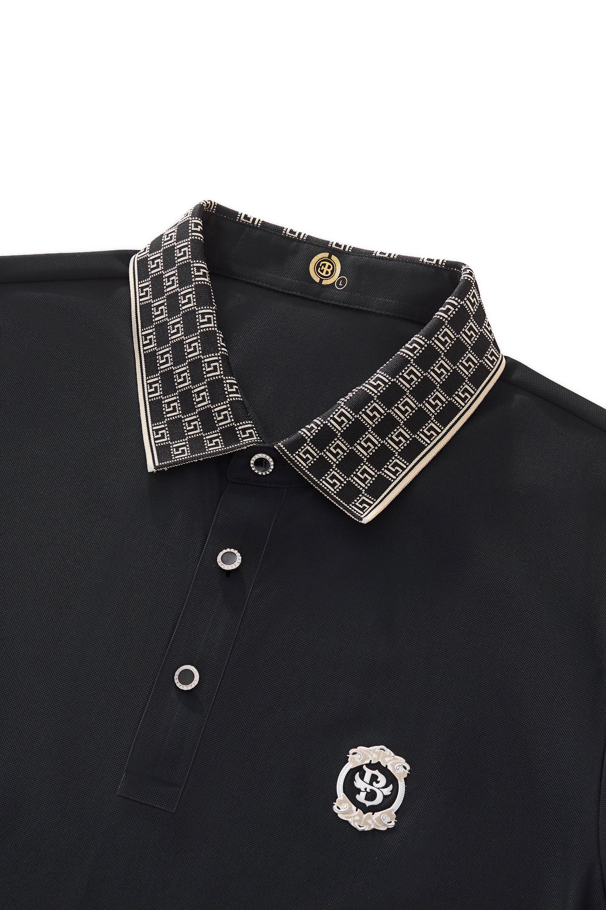 Monogram Trim Performance Polo - El baron BLACK - Image 3