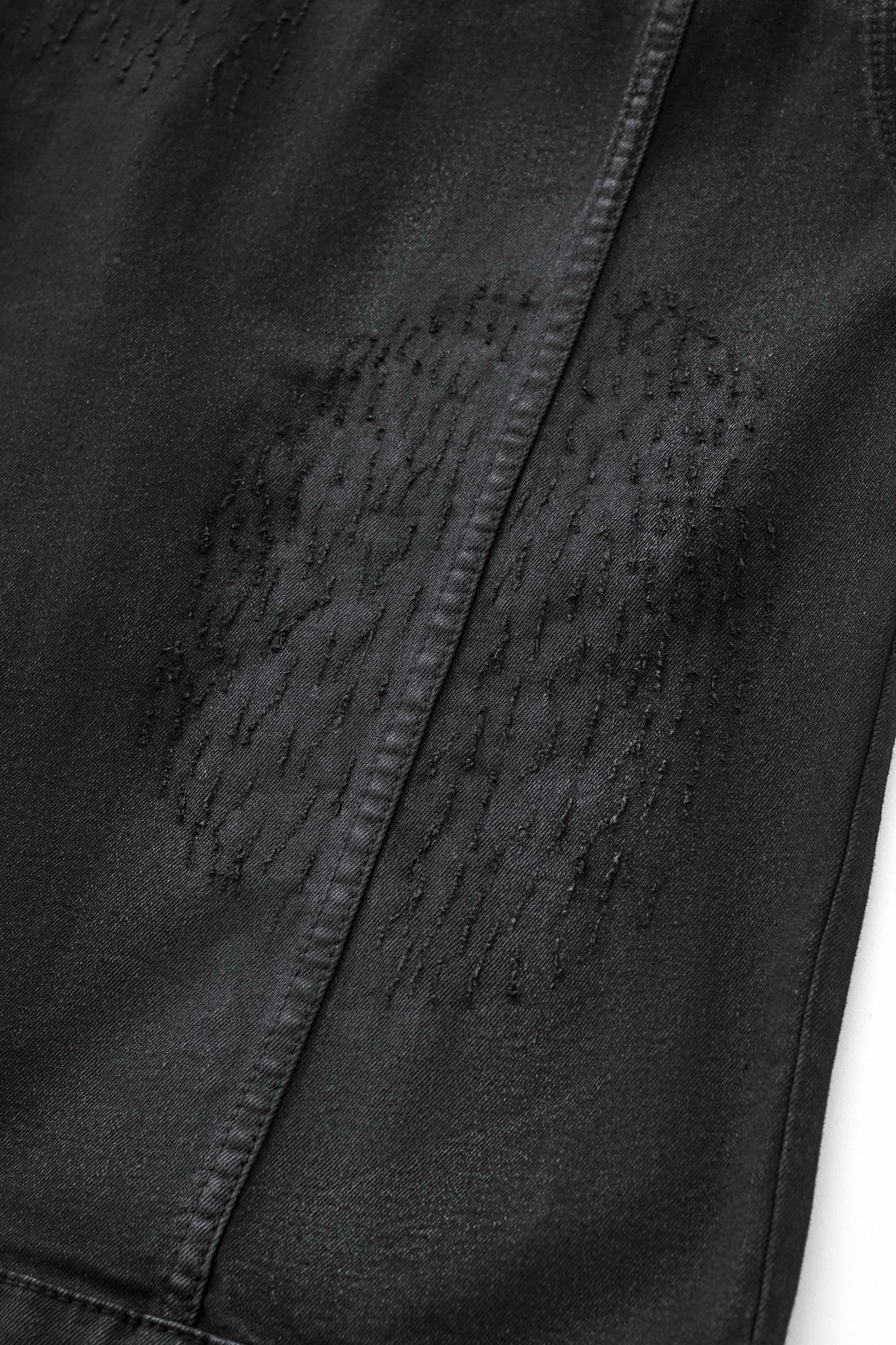 Obsidian Distressed Denim Jacket BLACK - Image 8