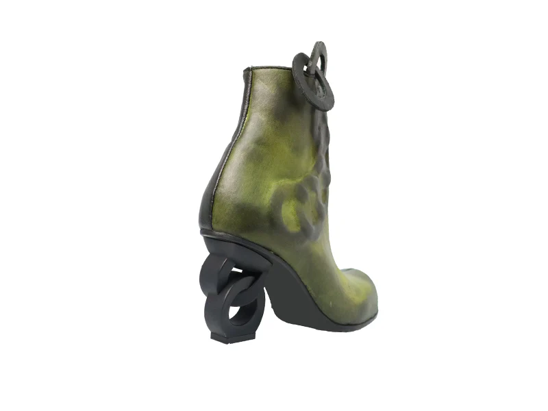 Papucei Ladies Olive Leather Ankle Boots - Image 4