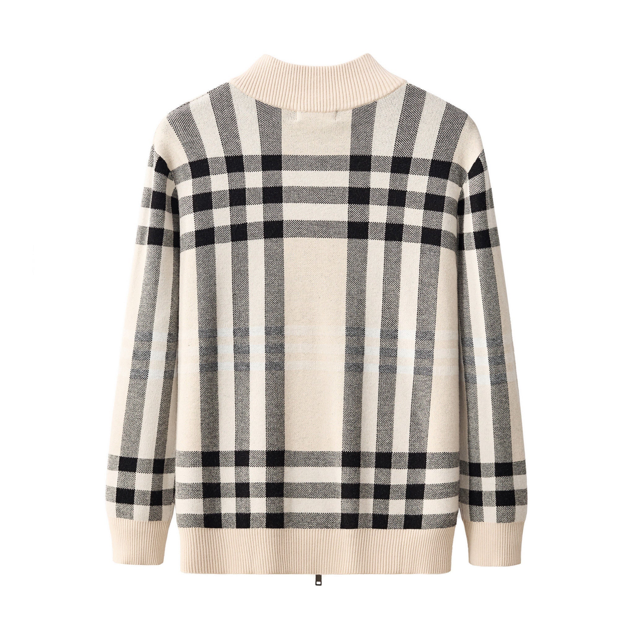 Paramount Plaid Knit Zip LS IVORY - Image 3