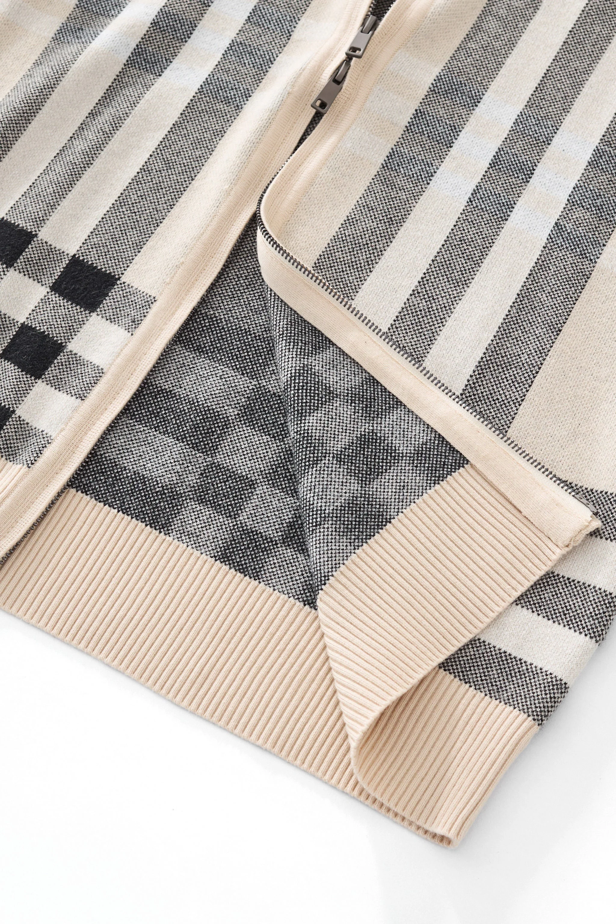Paramount Plaid Knit Zip LS IVORY - Image 8
