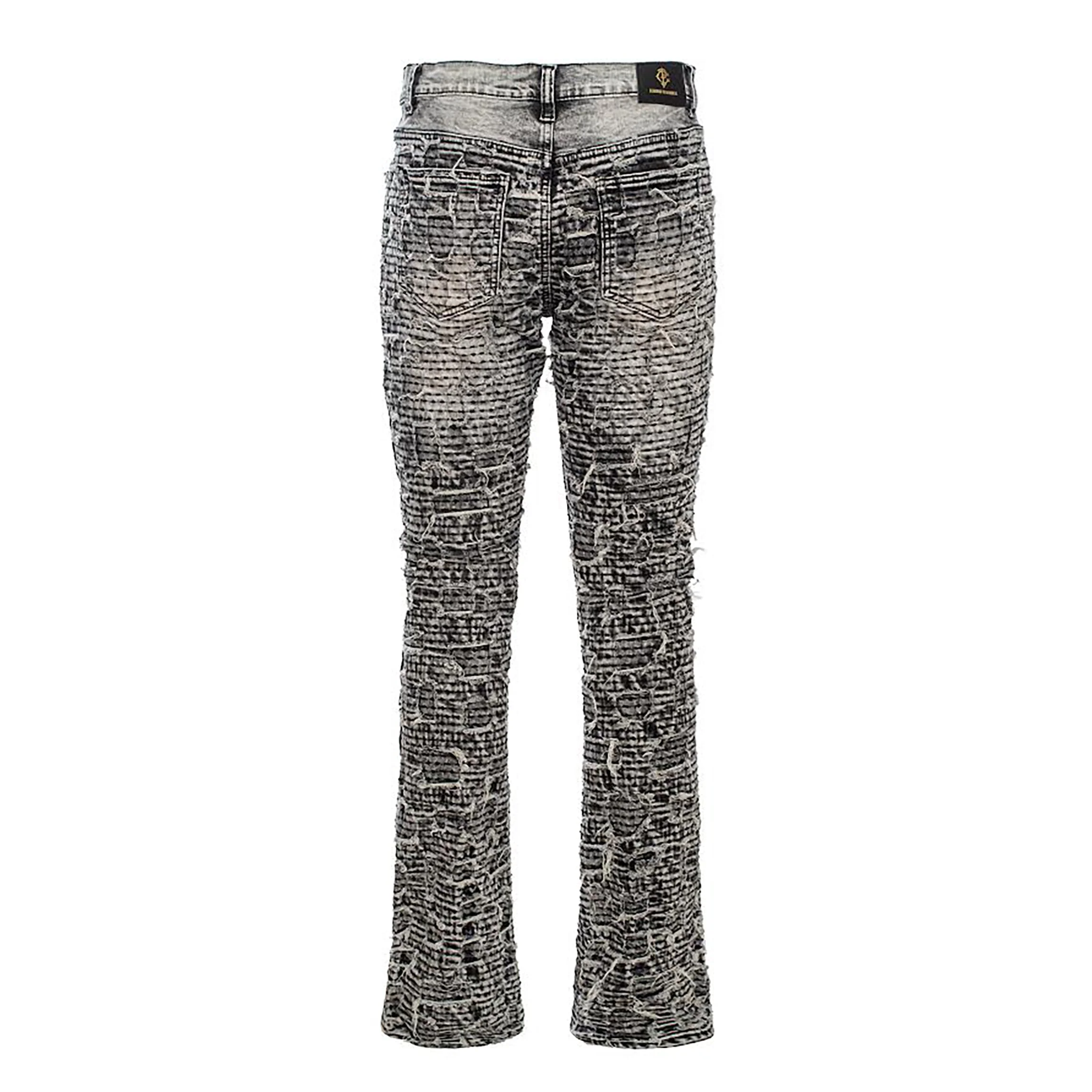 Patchwork Distressed Denim Jeans - Century Penthouse SMOKE - Image 3