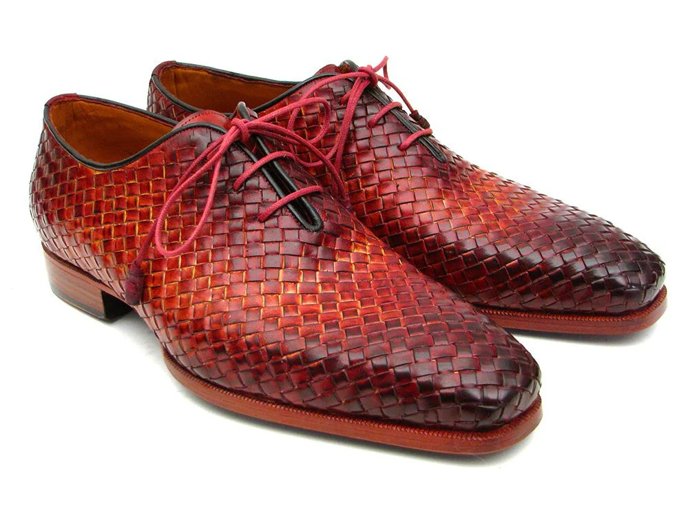 Paul Parkman Bordeaux & Tobacco Woven Leather Oxfords - Image 2