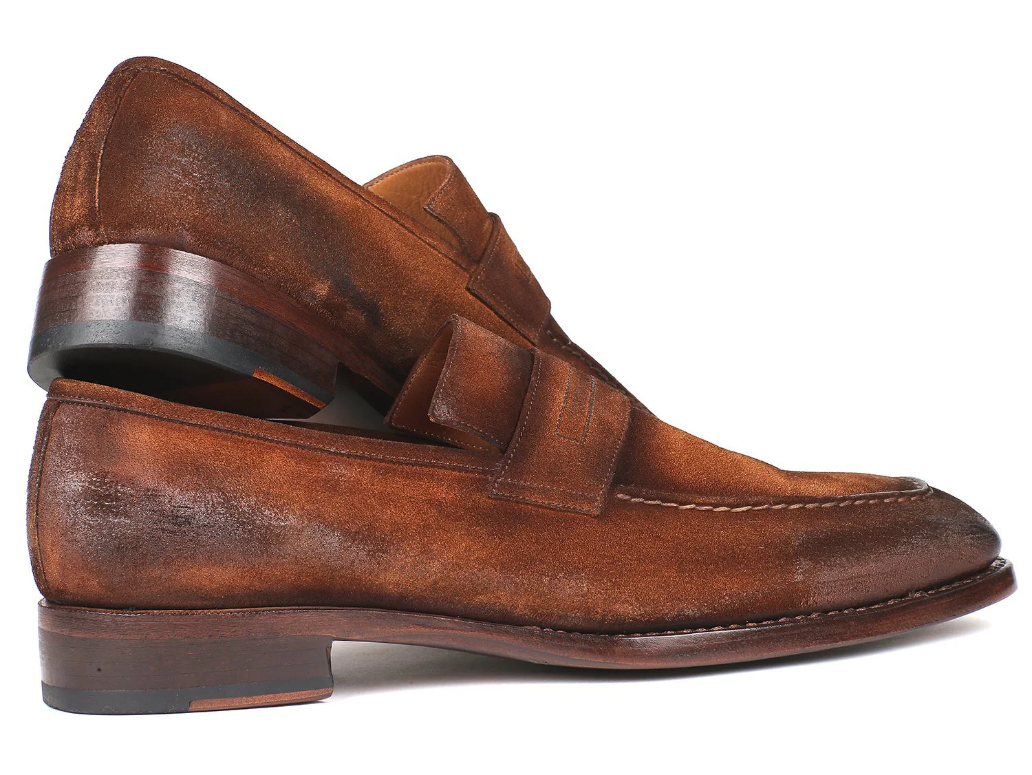 Paul Parkman Brown Antique Suede Goodyear Welted Loafers - Image 6