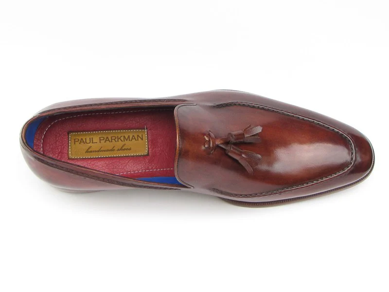 Paul Parkman Brown Leather Upper And Leather Sole Tassel Loafer - Image 2