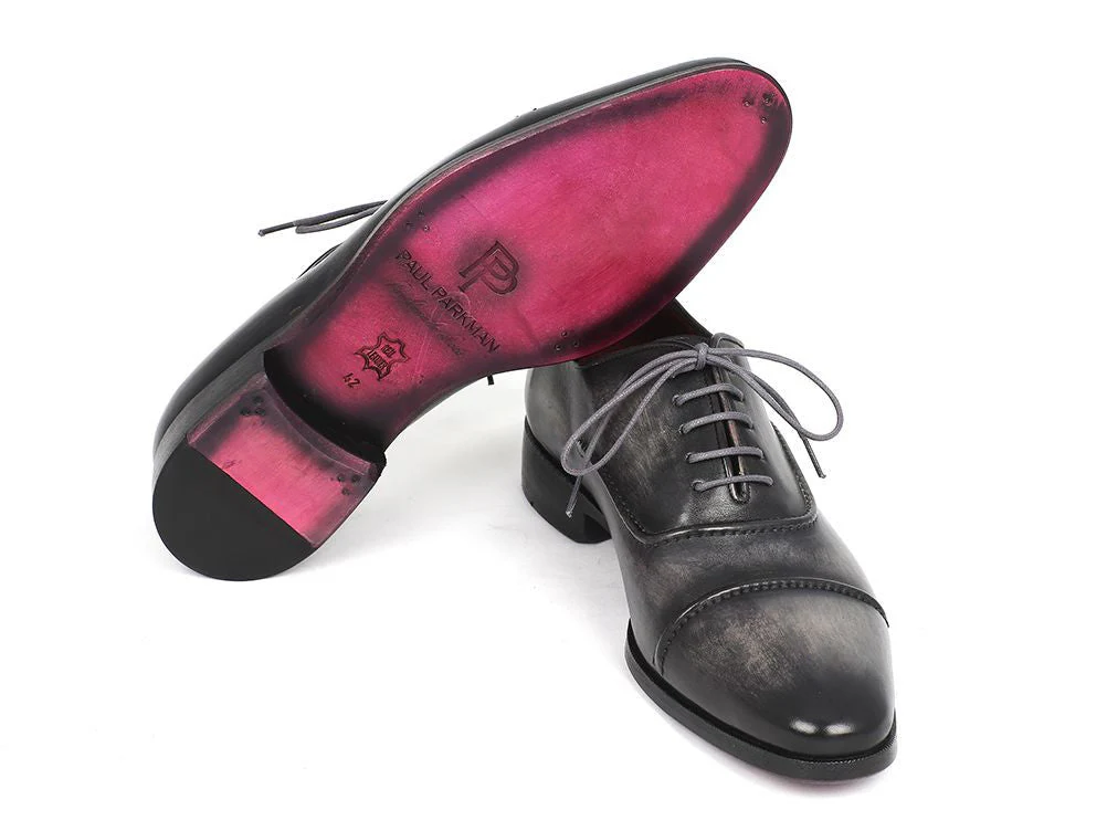 Paul Parkman Captoe Oxfords Gray & Black Hand Painted Shoes - Image 5
