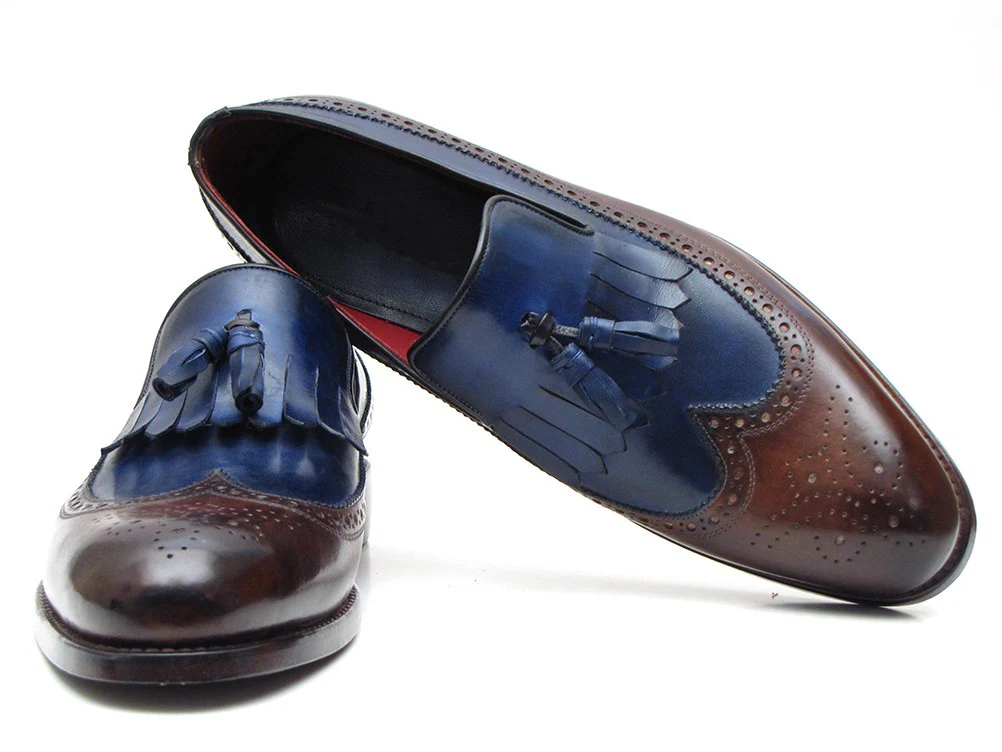Paul Parkman Dark Brown & Navy KilTie Tassel Loafer - Image 4