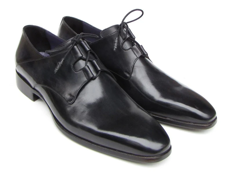 Paul Parkman Ghillie Lacing Plain Toe Black Shoes - Image 7