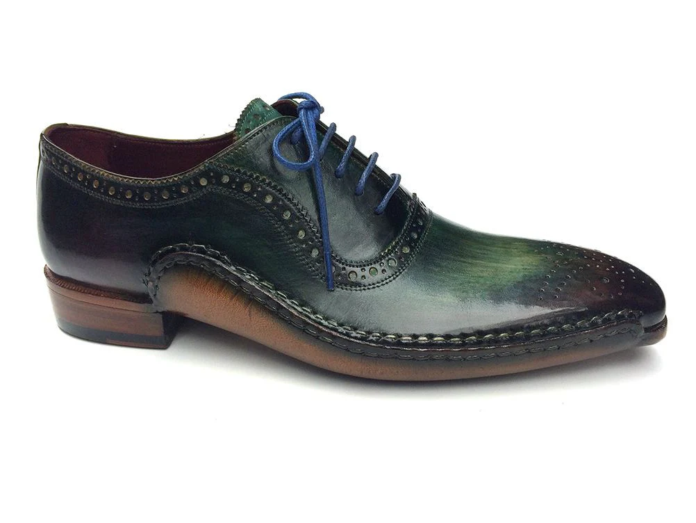 Paul Parkman Green & Purple Handmade Oxfords - Image 2