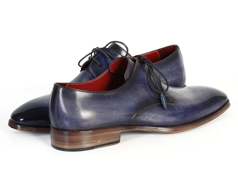 Paul Parkman Men's Blue & Navy Hand-Painted Derby Shoes - Image 6