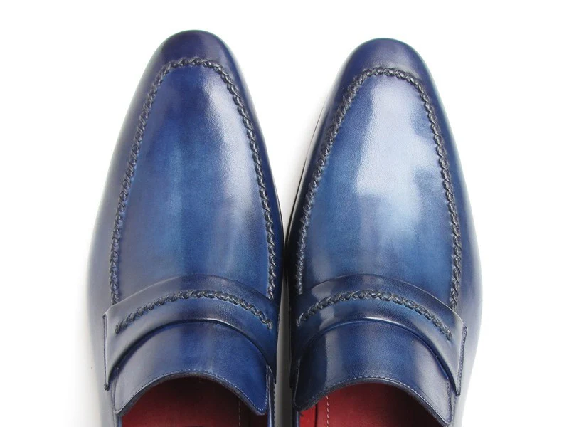 Paul Parkman Men's Loafer Shoes Navy Leather Upper And Leather Sole - Image 5