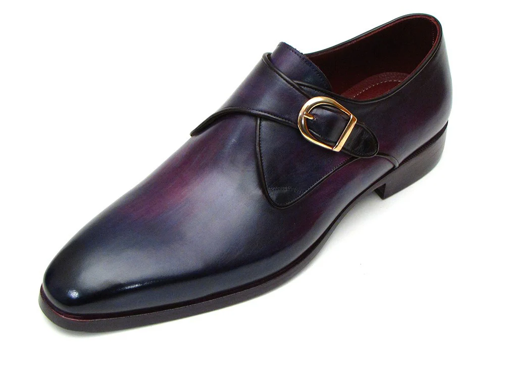 Paul Parkman Single Monkstrap Purple Leather Shoes - Image 3