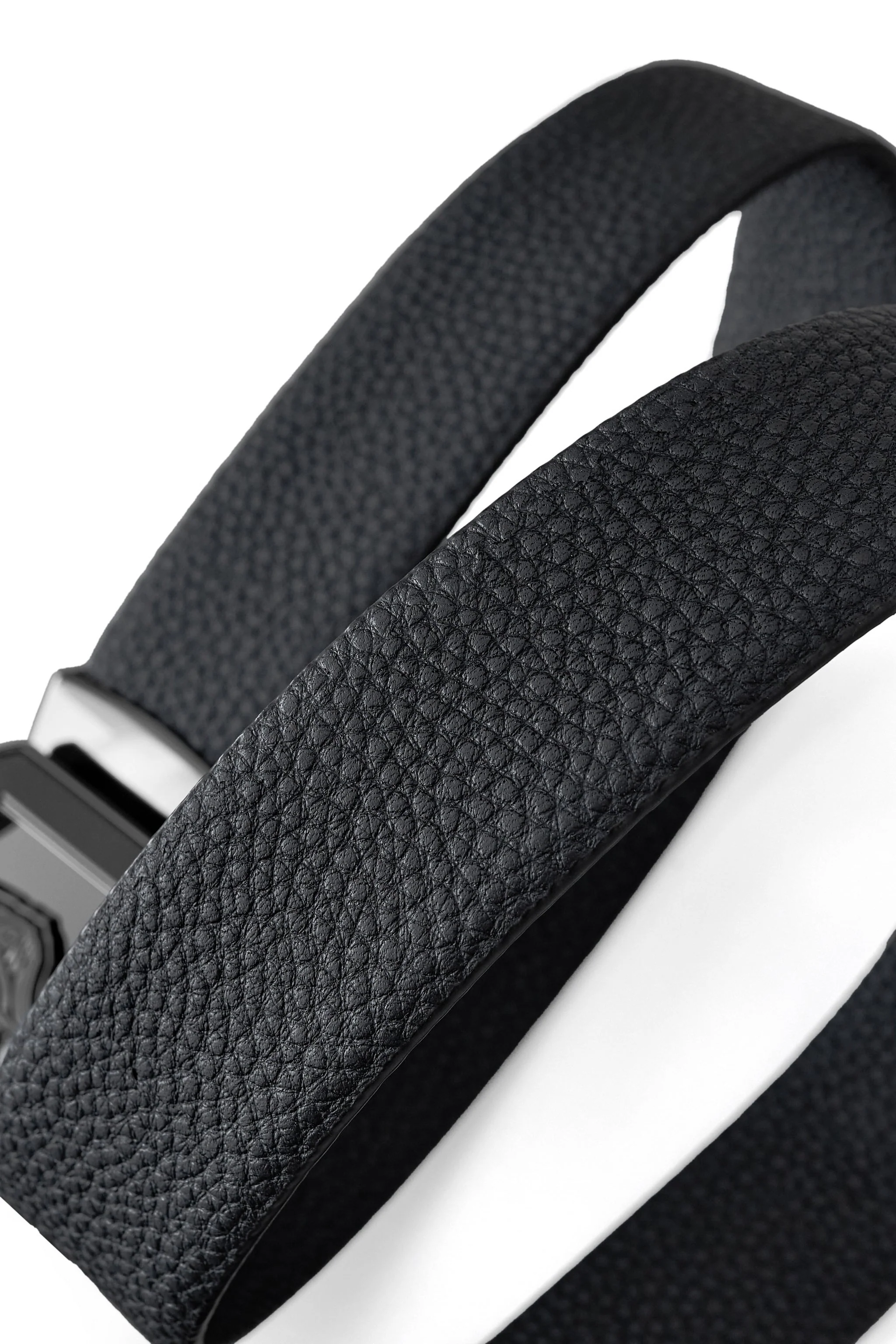 Pebbled Leather Lion Auto BKL Belt – Gunmetal GUN/BLACK - Image 4