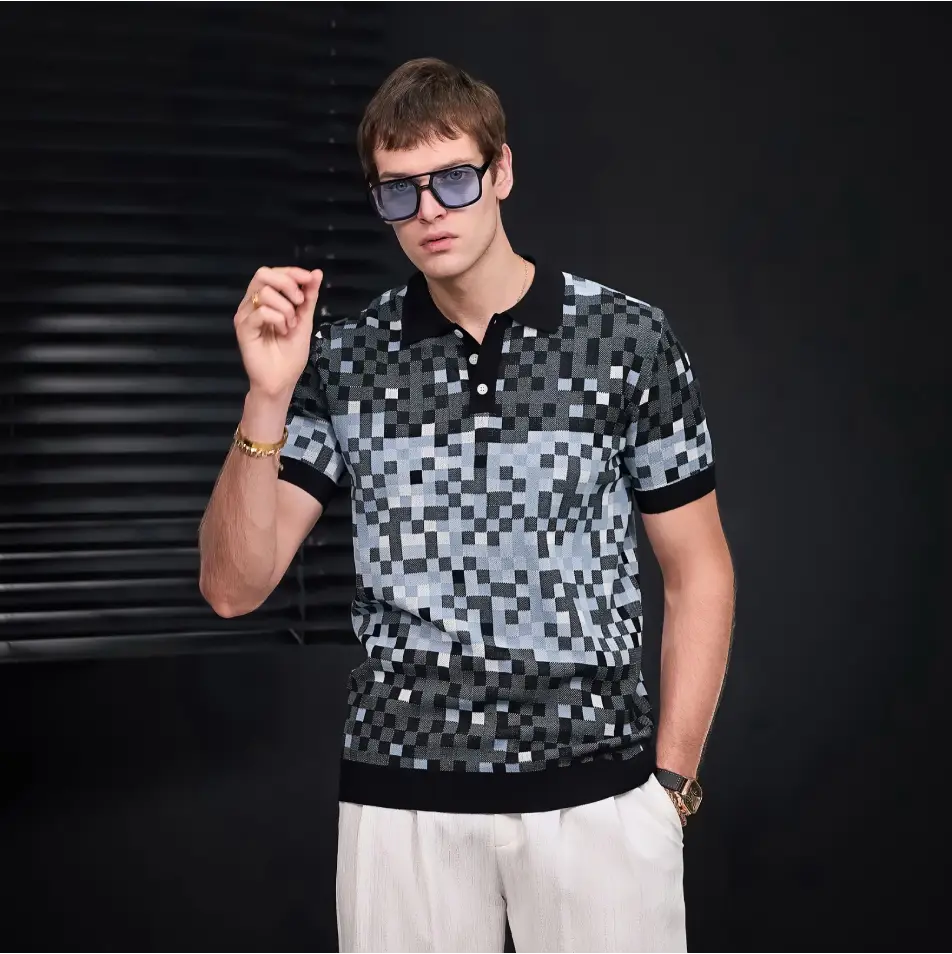 Pixel Fade Knit Polo BLACK - Image 10