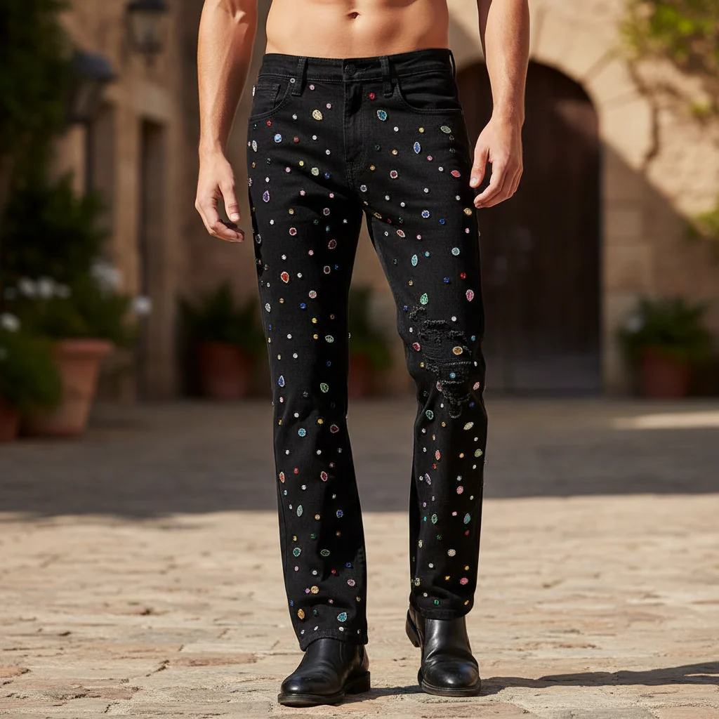 Prism Gem Denim Pant – Century Penthouse BLACK - Image 2