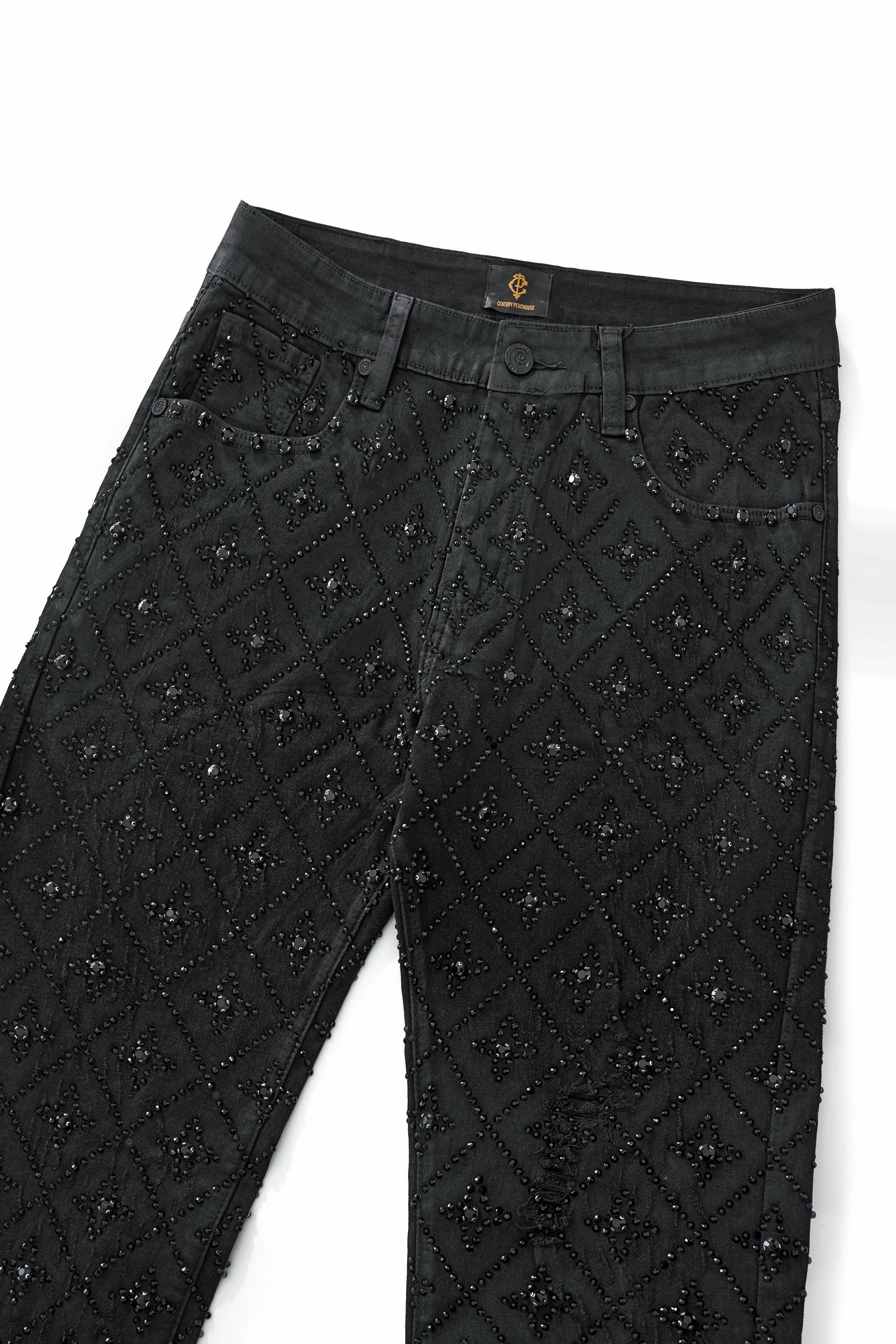 Radiant Embellished Denim Pant – Century Penthouse BLACK - Image 4