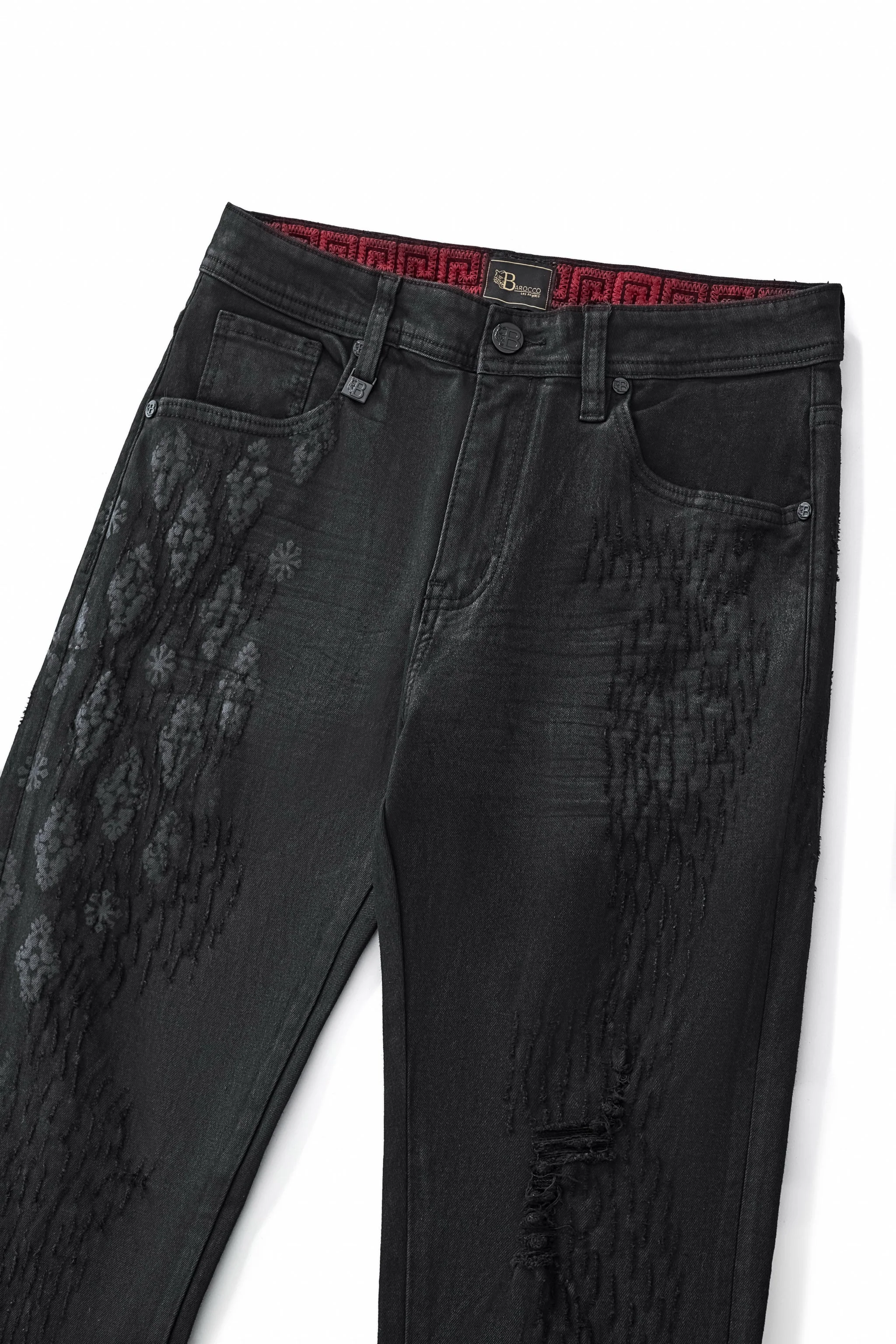 Regalia Medallion Print Denim Pant BLACK - Image 5