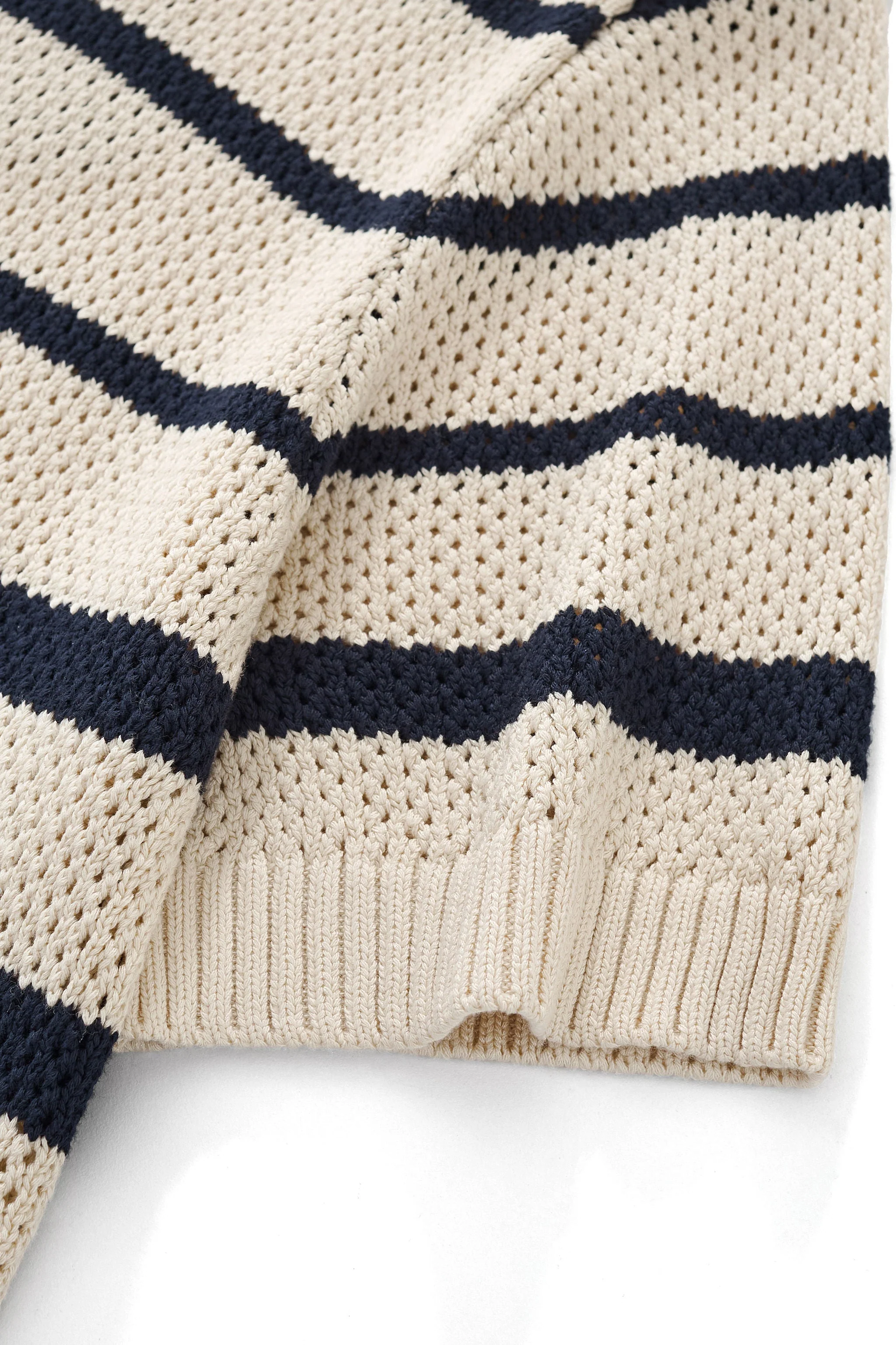 Regatta Mesh Stripe Knit SS Shirt IVORY - Image 4