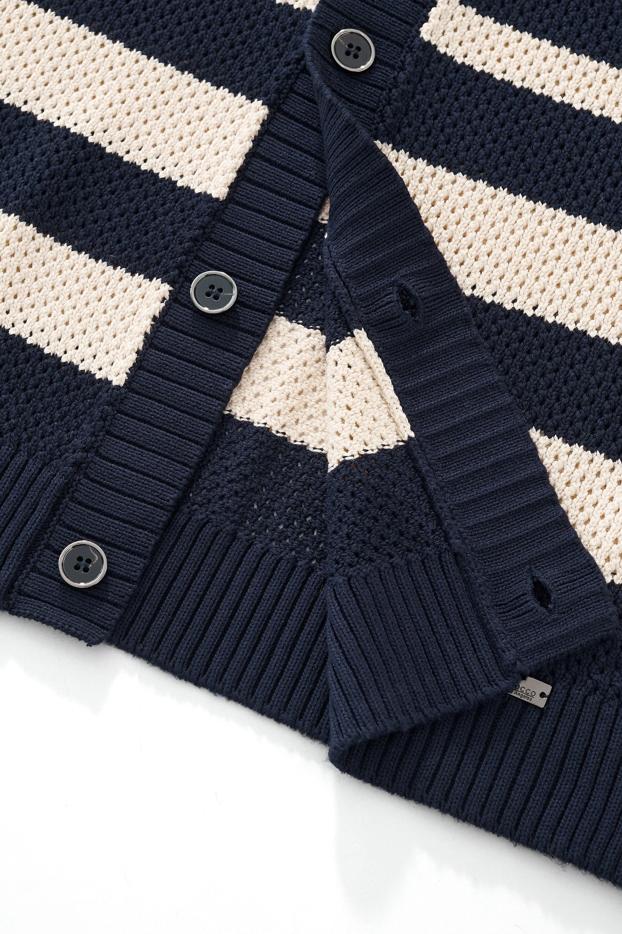 Regatta Mesh Stripe Knit SS Shirt NAVY - Image 8