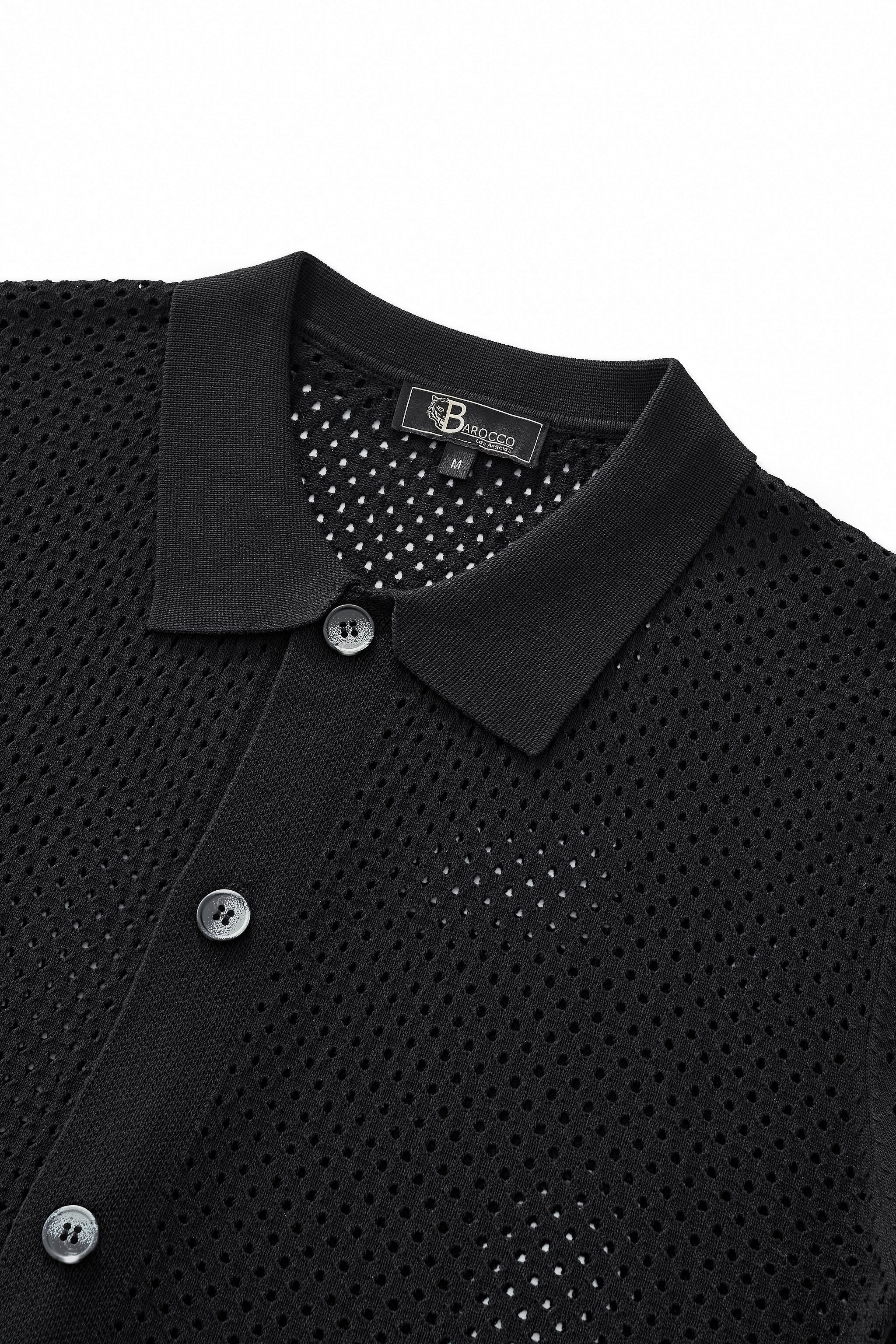 Riviera Mesh Knit SS Shirt BLACK - Image 3