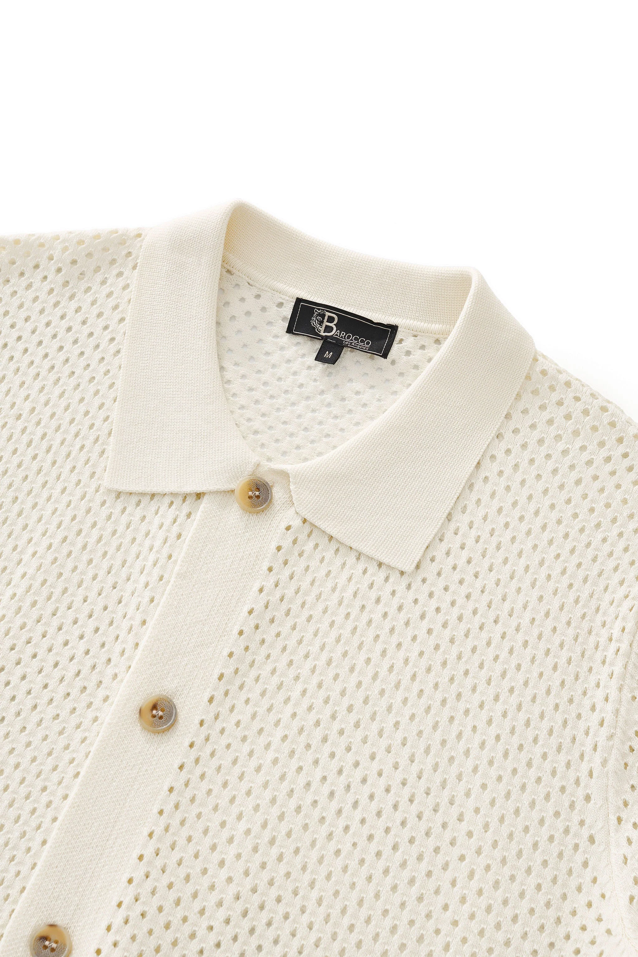 Riviera Mesh Knit SS Shirt IVORY - Image 3