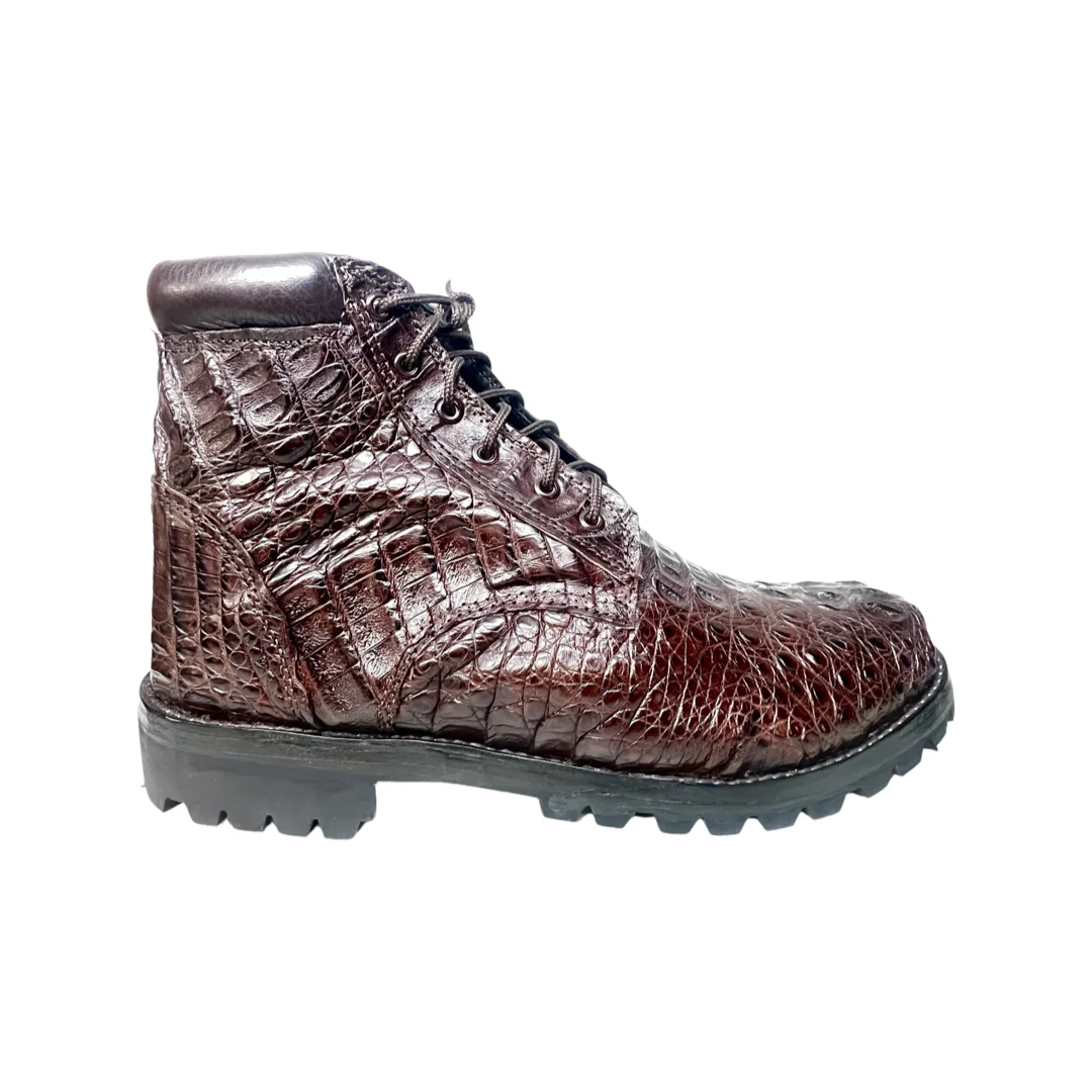 Safari Chocolate Brown All-Over Horn-back Combat Boots - Image 2