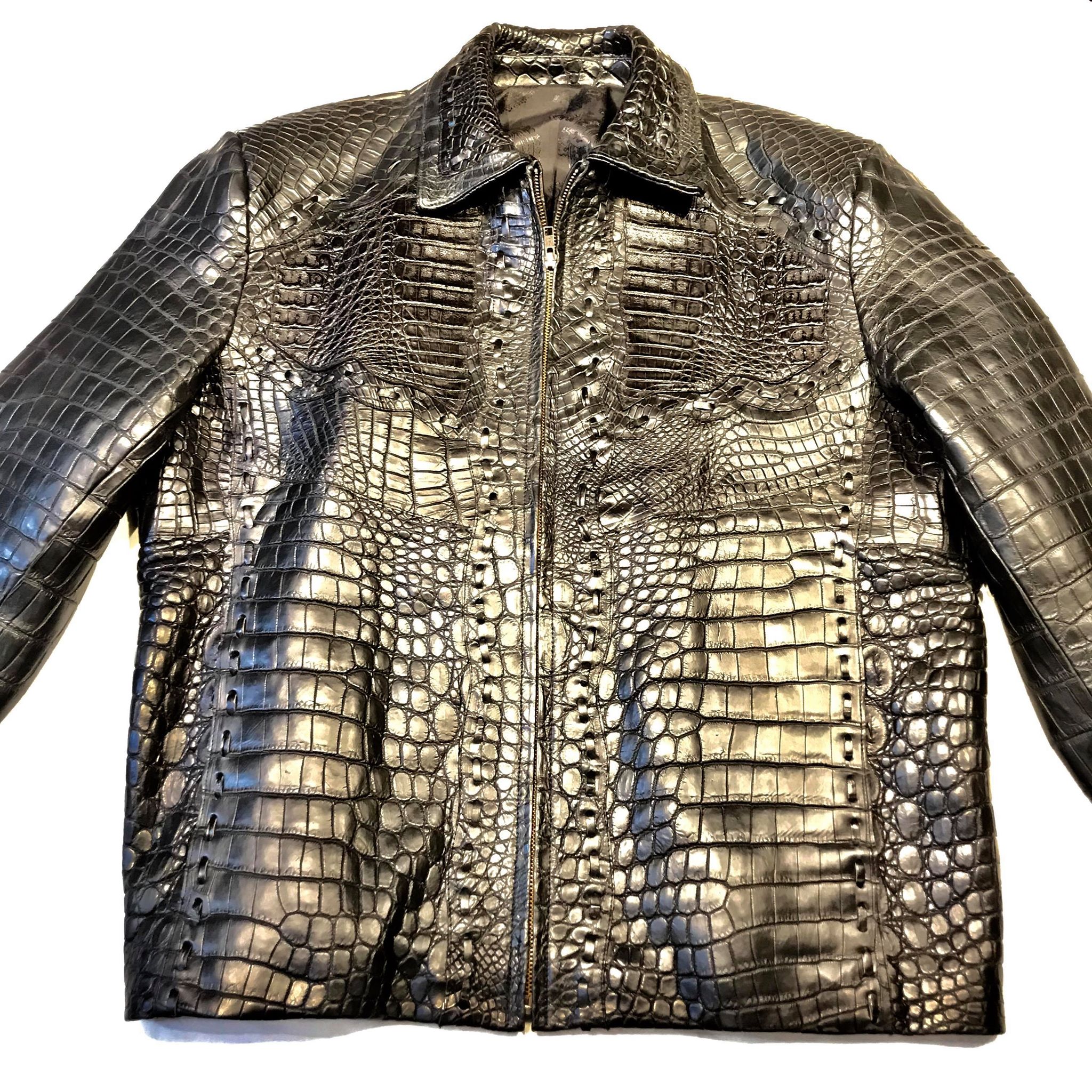 Kashani Black Full All Over Alligator Jacket - Image 5