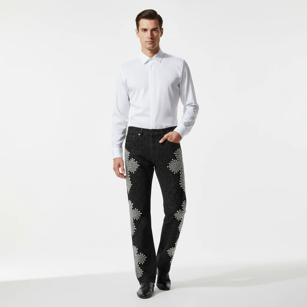 Sanctum Cross Denim Pant – Century Penthouse BLACK/SILVER - Image 2
