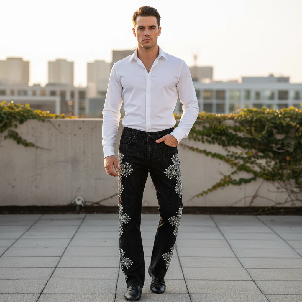 Sanctum Cross Denim Pant – Century Penthouse BLACK/SILVER - Image 3