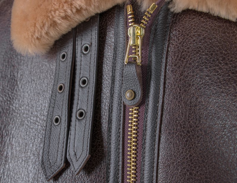 Schott Classic B-3 Sheepskin Leather Bomber Jacket - Image 4