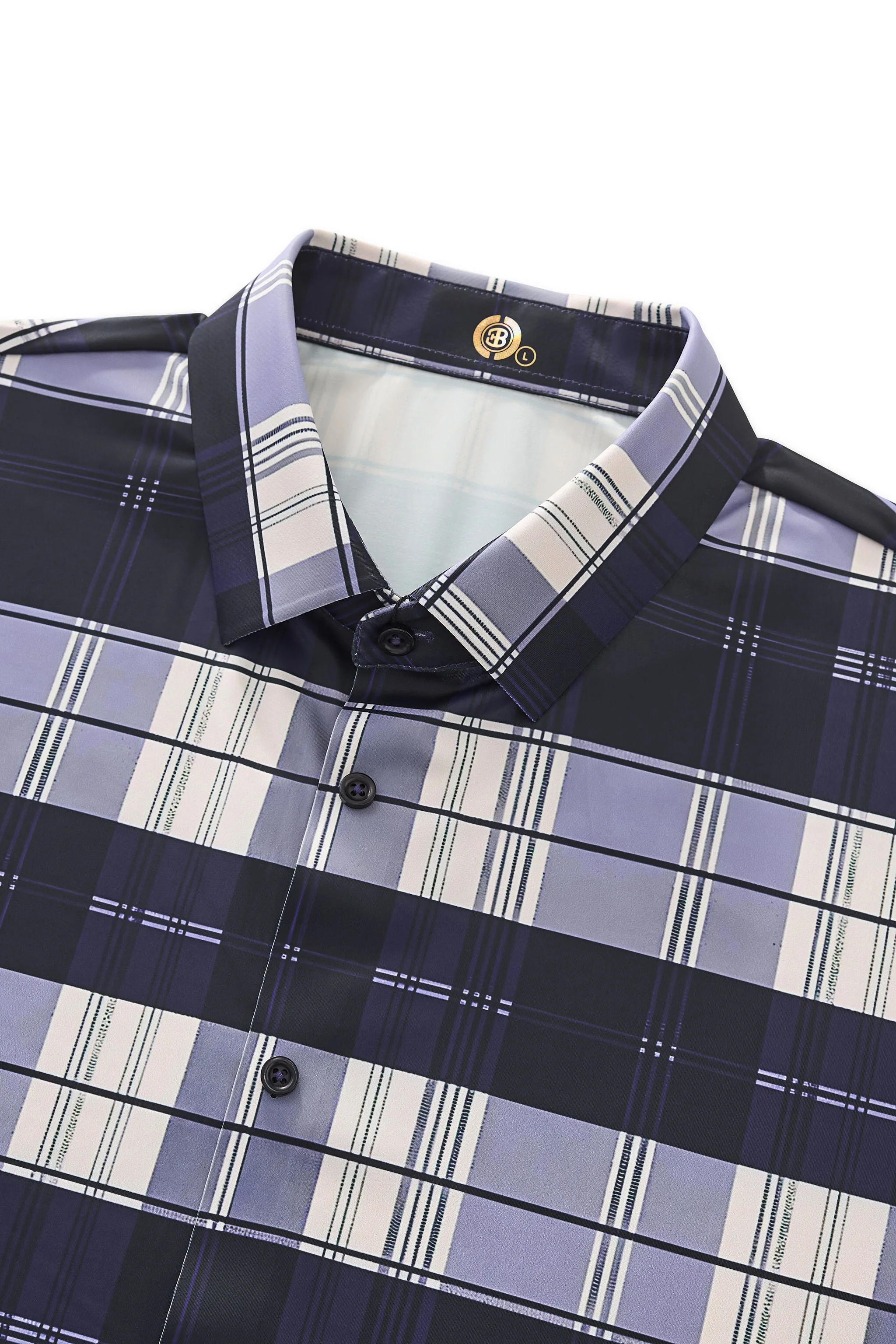 Seamless Classic Plaid Shirt – El Baron NAVY - Image 3