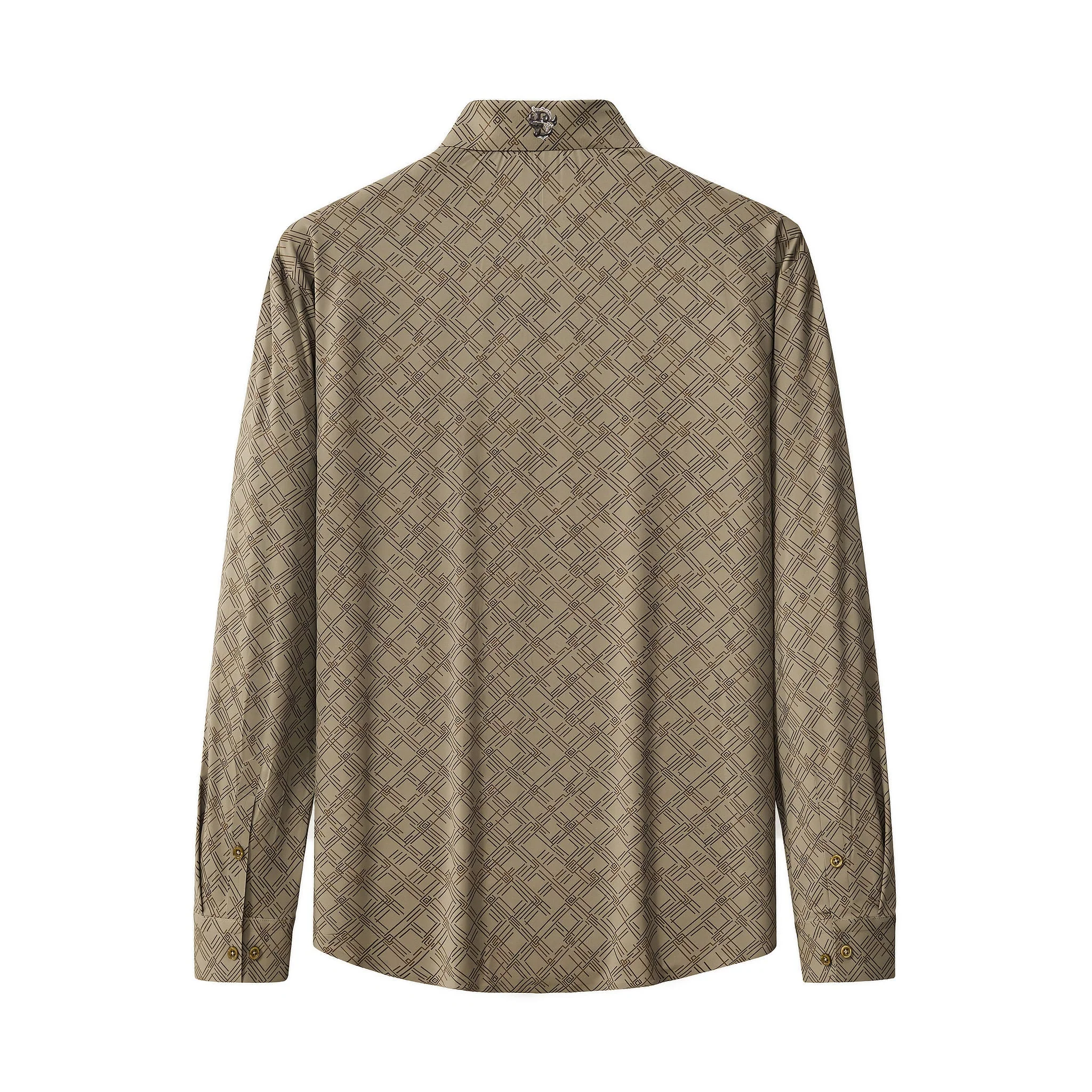 Seamless Geo Print Shirt – El Baron KHAKI - Image 2