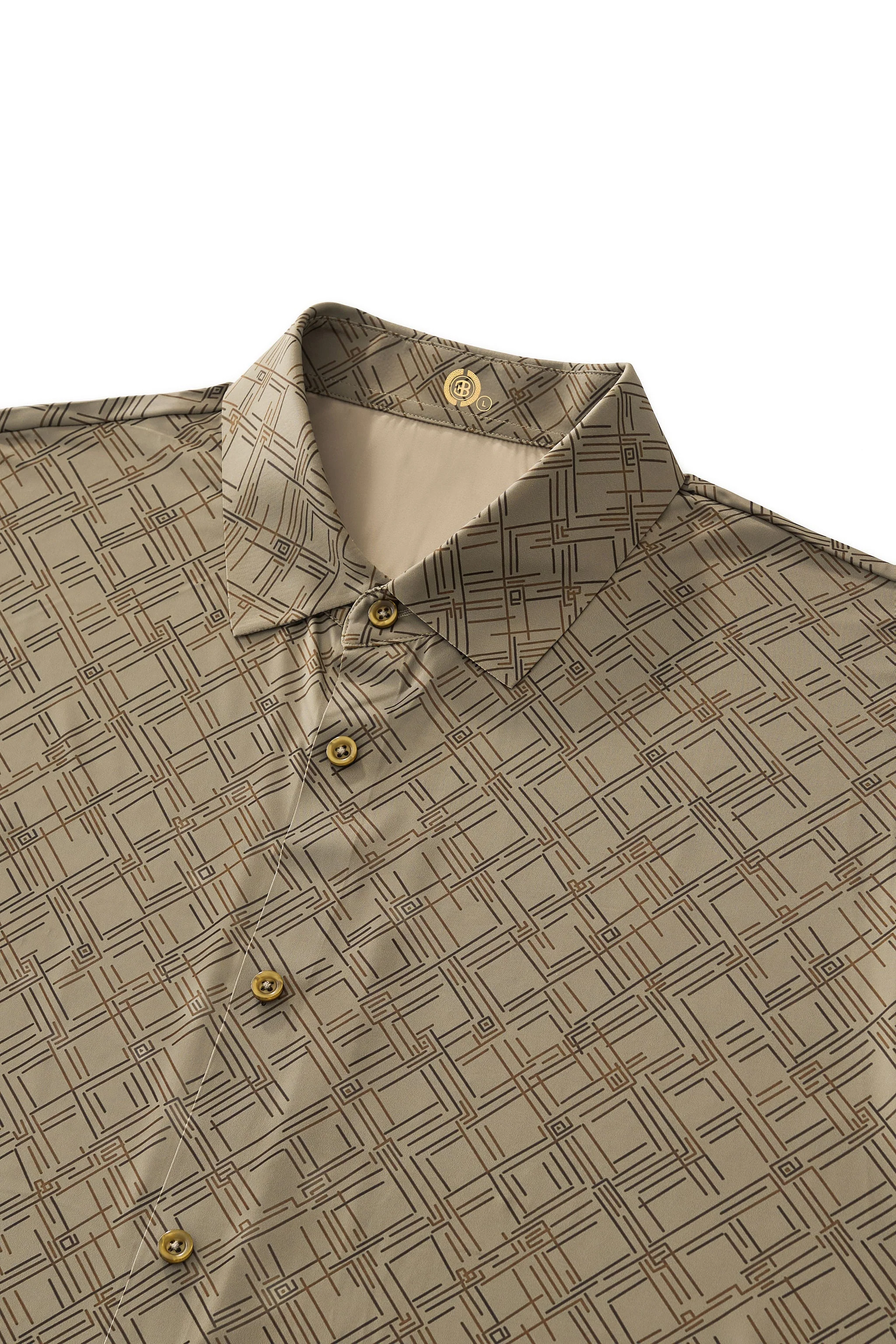 Seamless Geo Print Shirt – El Baron KHAKI - Image 3