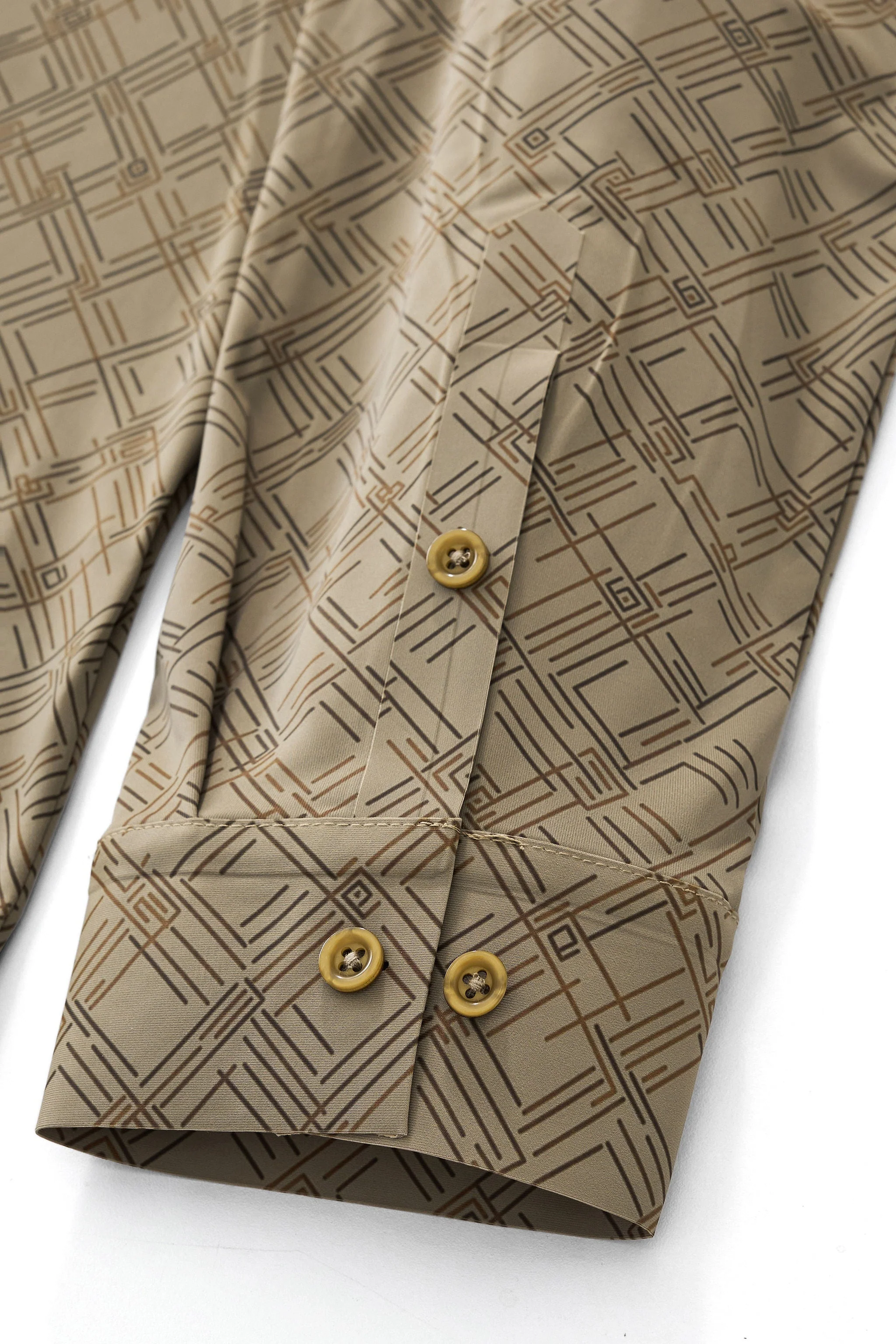 Seamless Geo Print Shirt – El Baron KHAKI - Image 7