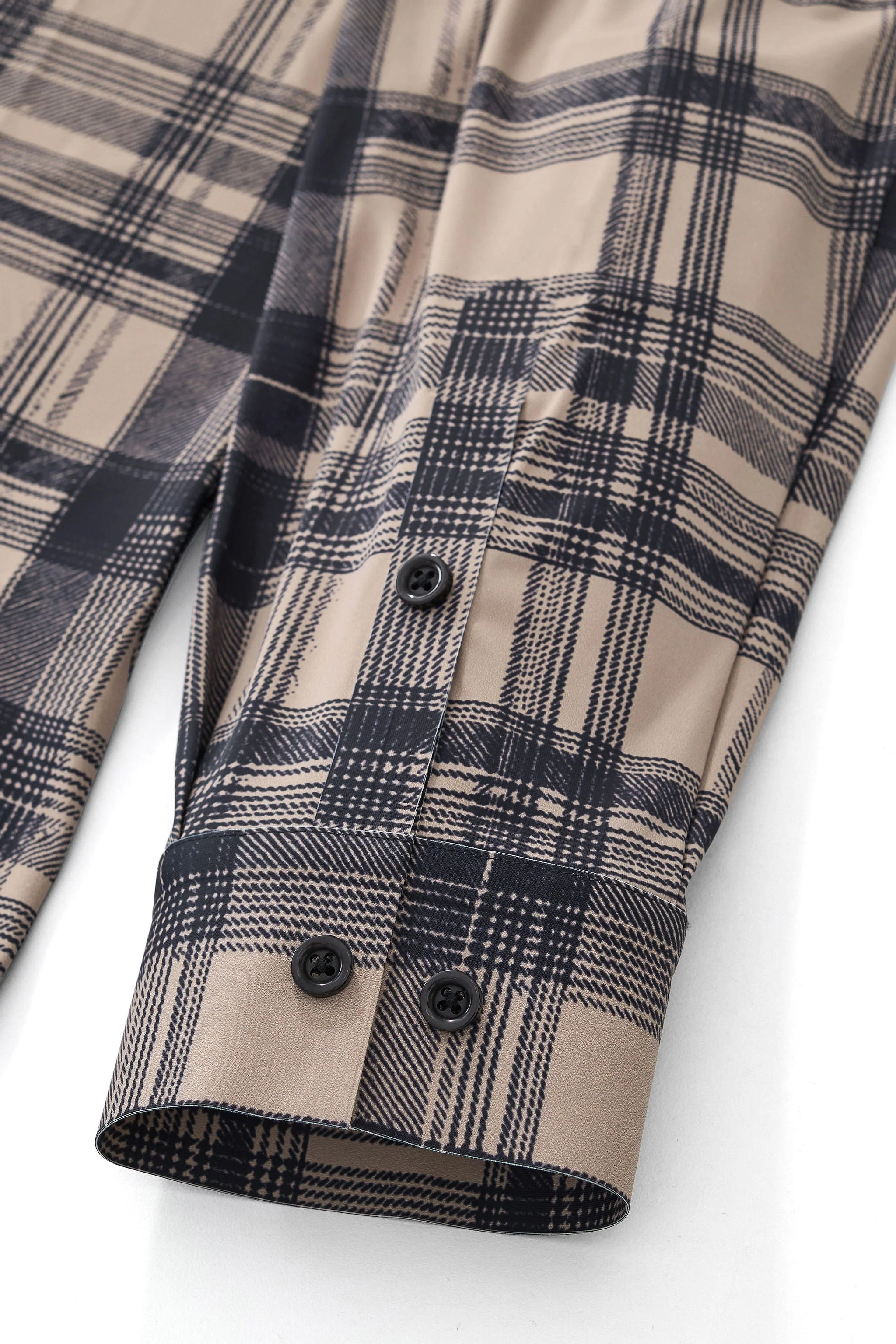 Seamless Plaid Stretch Shirt – El Baron KHAKI - Image 7