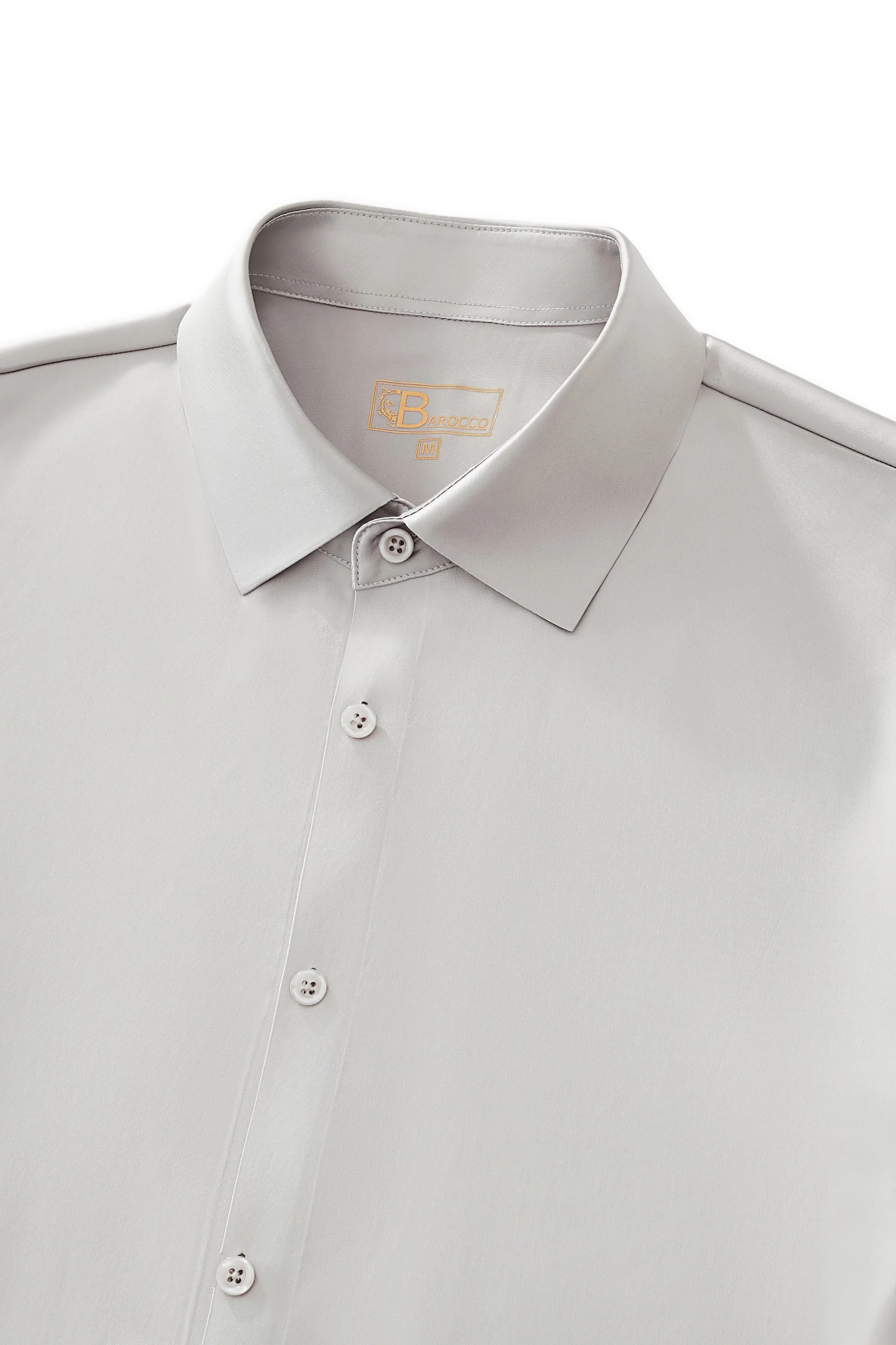 SIGNATURE SATIN STITCHLESS LS Shirt SILVER - Image 5