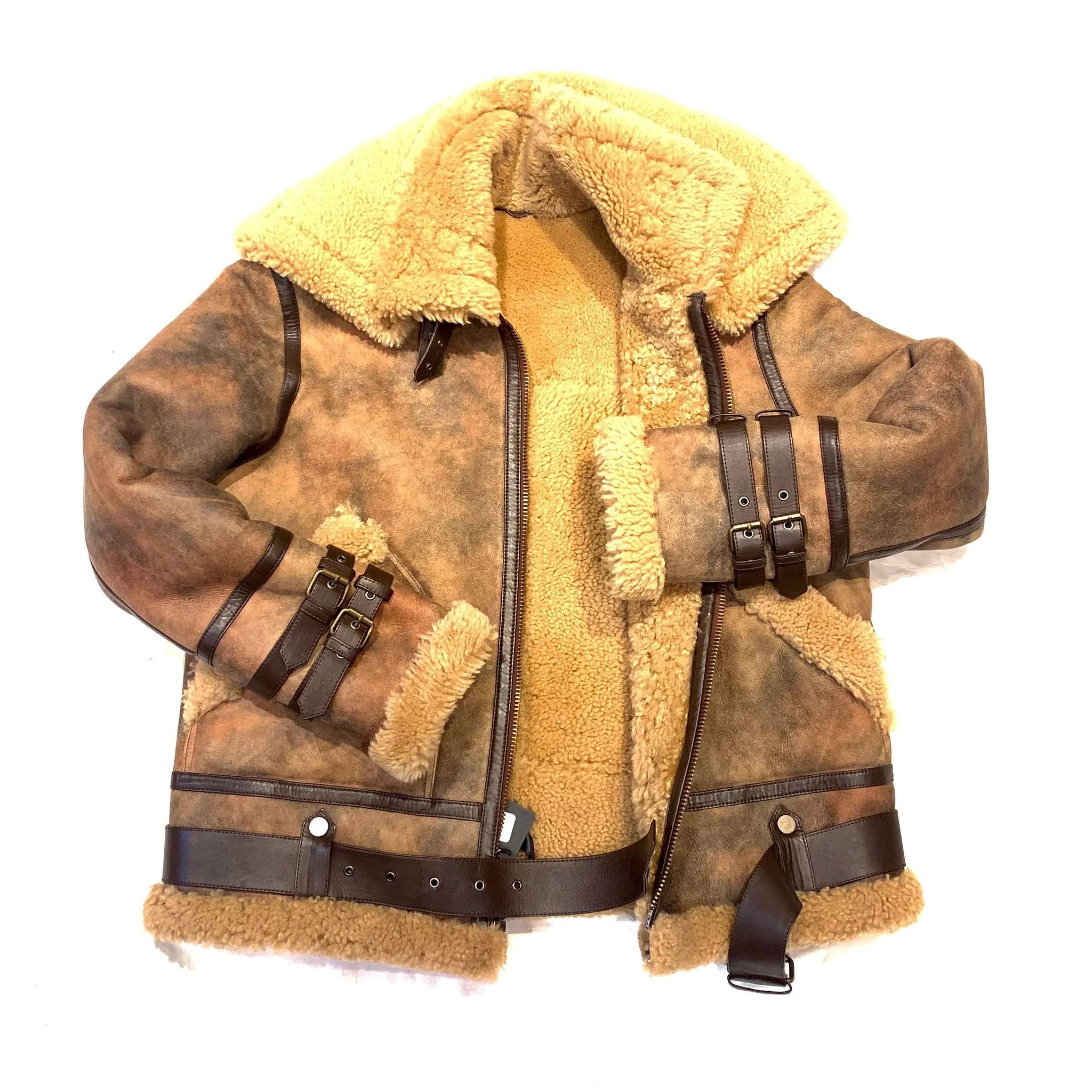 Kashani Men's Rust Brown Shearling Jacket - Image 4