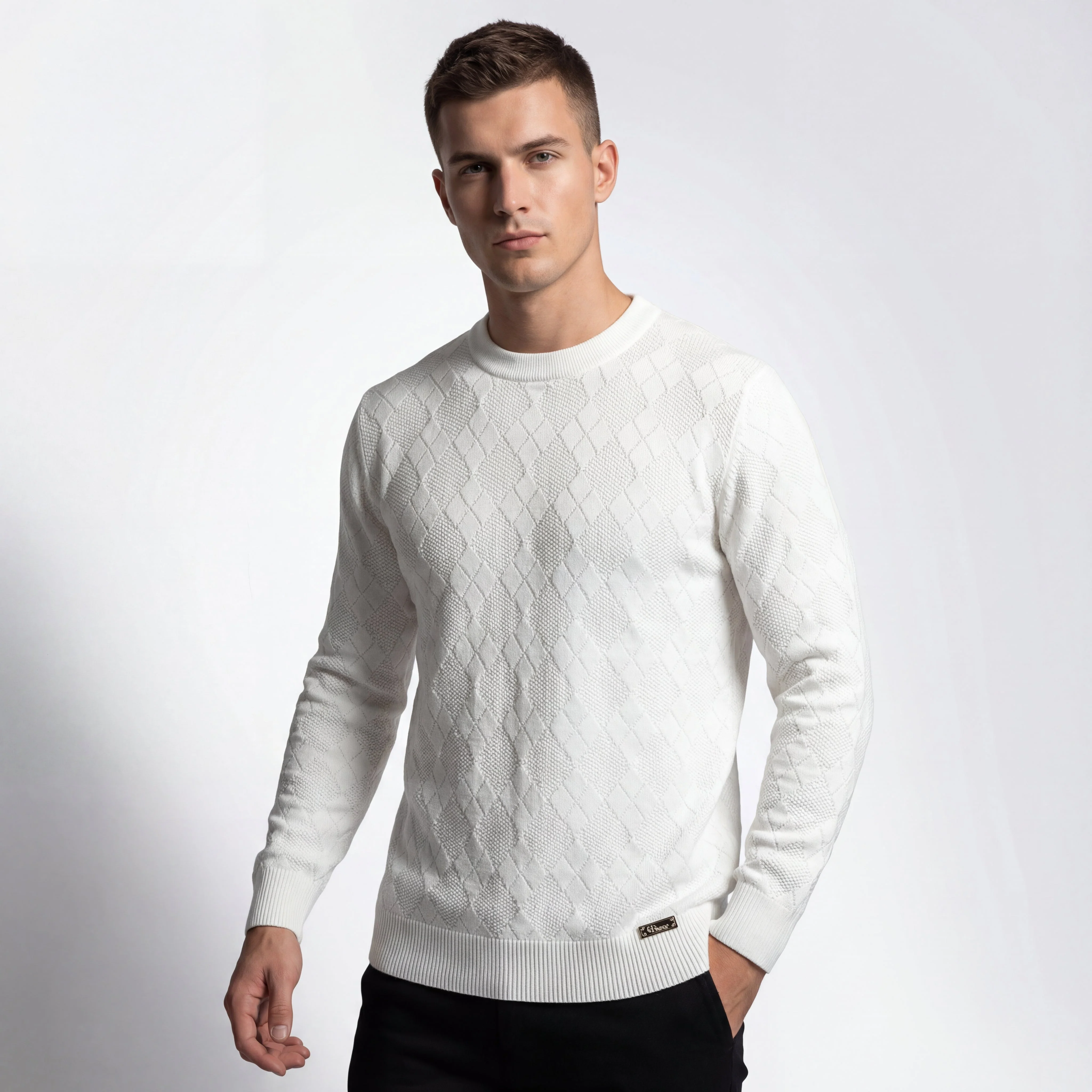 Textura Diamond Knit LS WHITE - Image 2