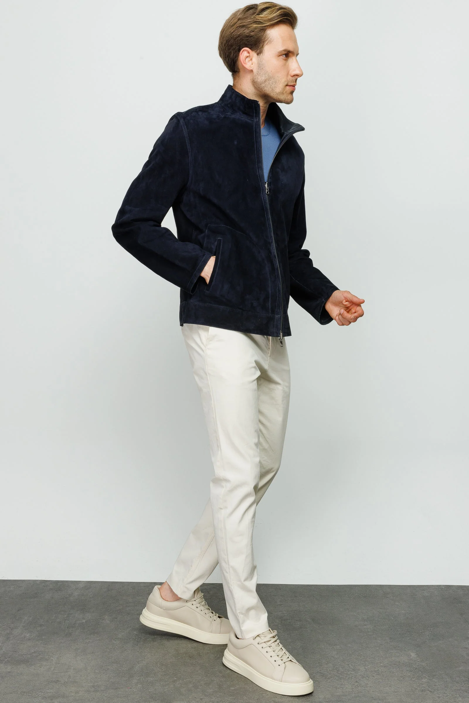 The Alba Navy Leather Men  Jacket - Image 5