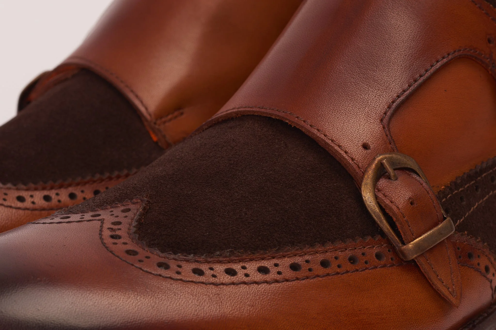The Albus Tan Leather & Suede Double Strap Monk Brogue Men  Boot - Image 3