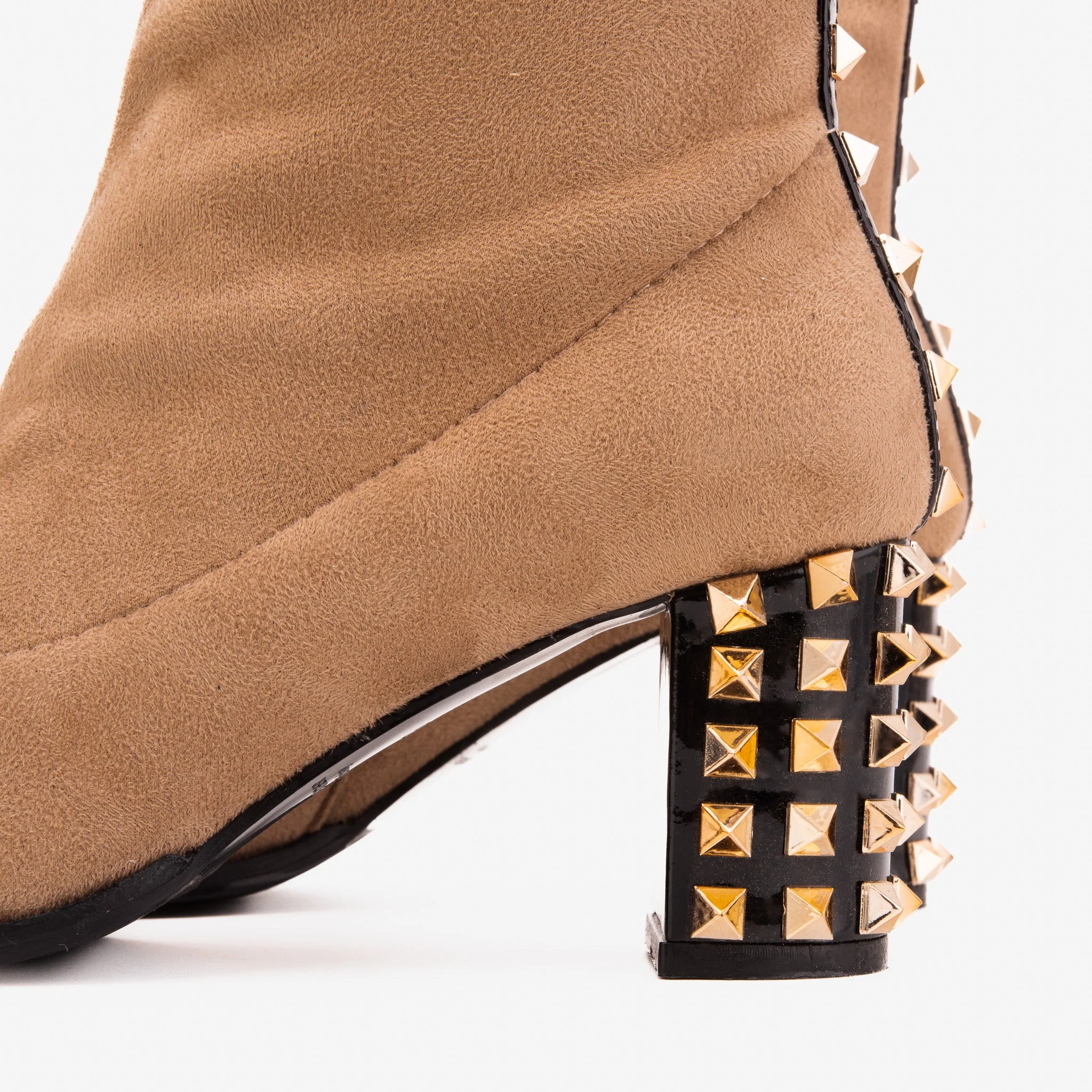 The Amethyst Studded Beige & Black Suede Leather Women’s Boot - Image 5