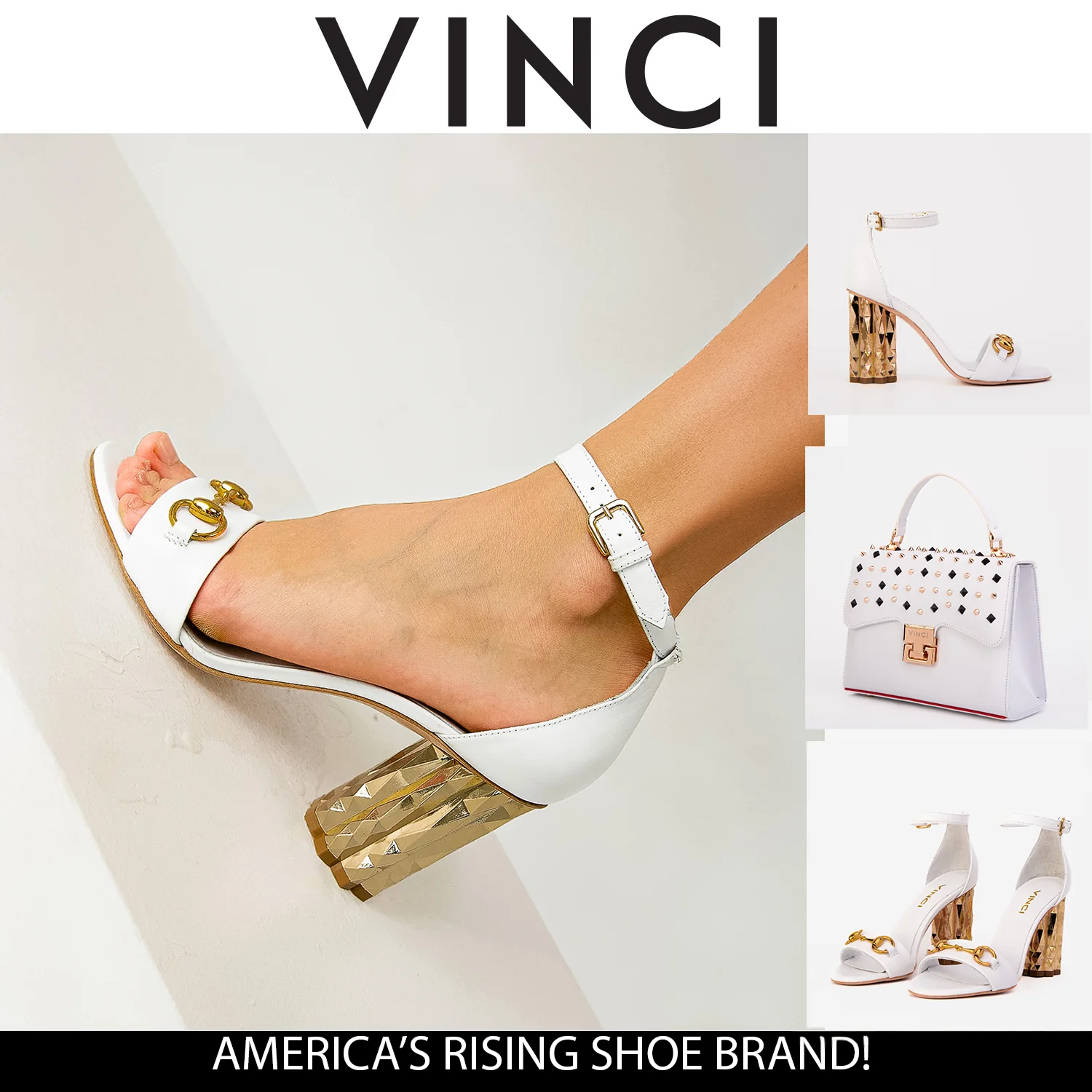 The Avlonya Block Heel White Leather Women Sandal - Image 7