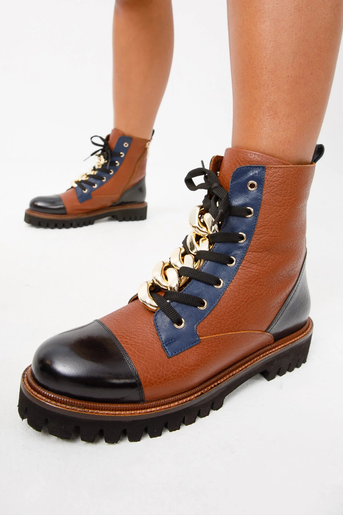 The Belgrad Brown  Leather Lace-Up Ankle Women Boot With a Side Zipper Final Sale! - Image 8