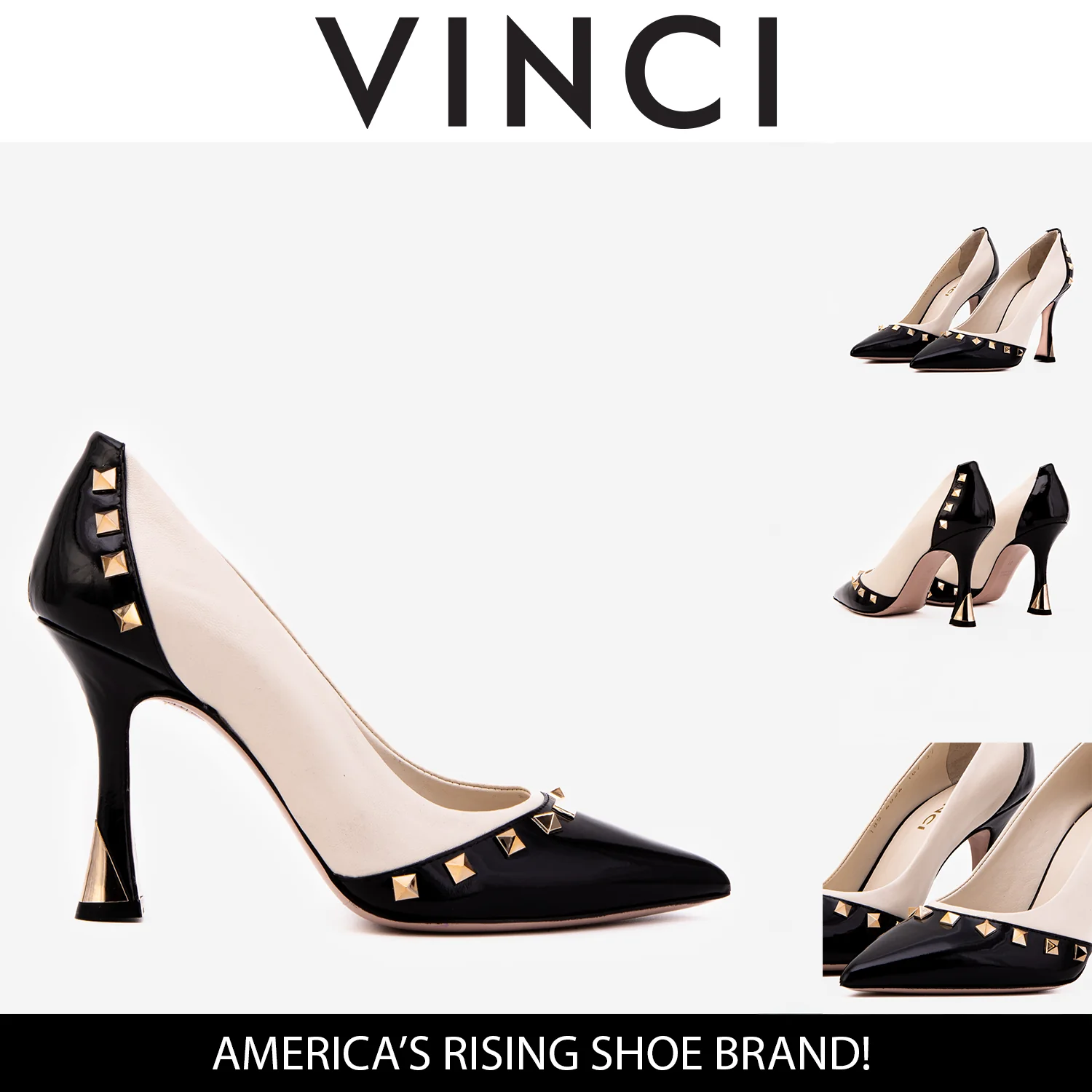 The Bella Vita Studded Beige & Black Leather Pump Women Shoe - Image 7